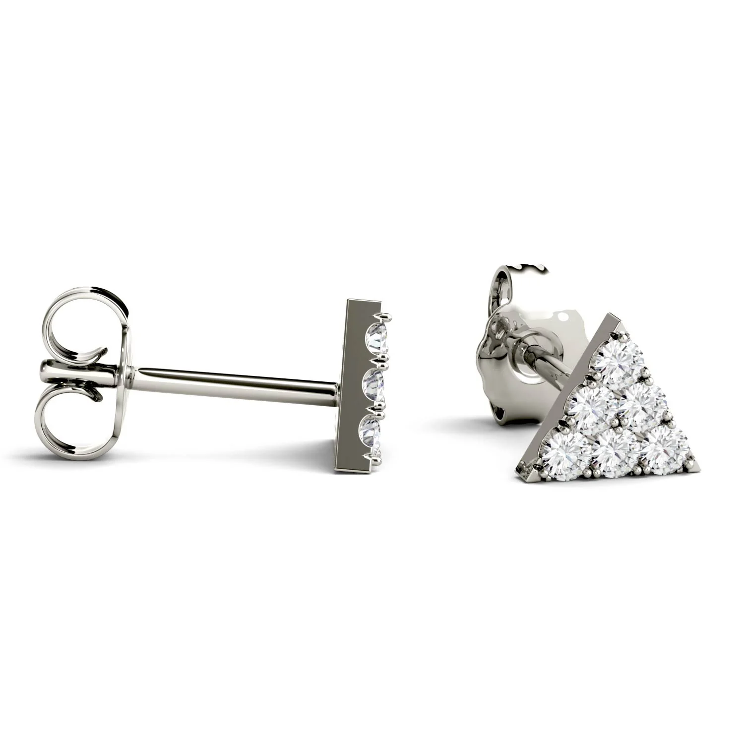 0.06 CTW DEW Pave Triangle Stud Earring in Sterling Silver - Image 2