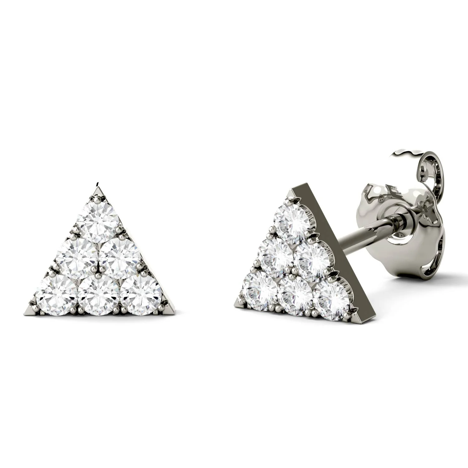 0.06 CTW DEW Pave Triangle Stud Earring in Sterling Silver - Image 3