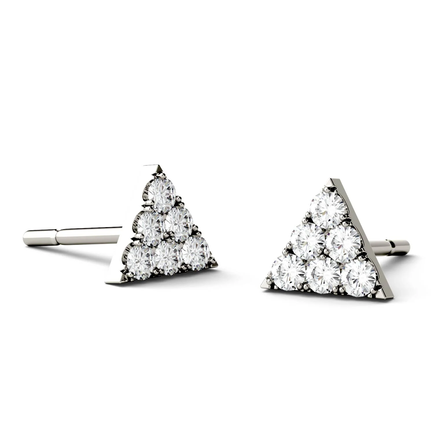0.06 CTW DEW Pave Triangle Stud Earring in Sterling Silver - Image 4