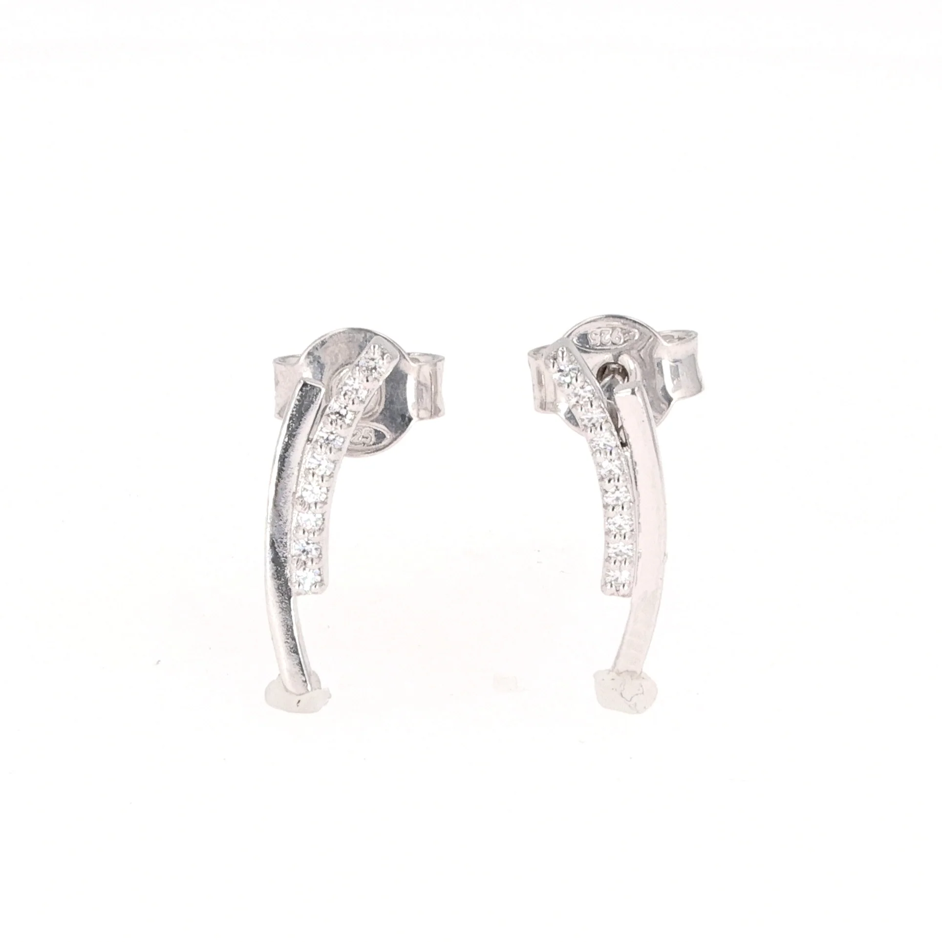 0.09 CTW DEW Round Moissanite Drop Earrings in Sterling Silver