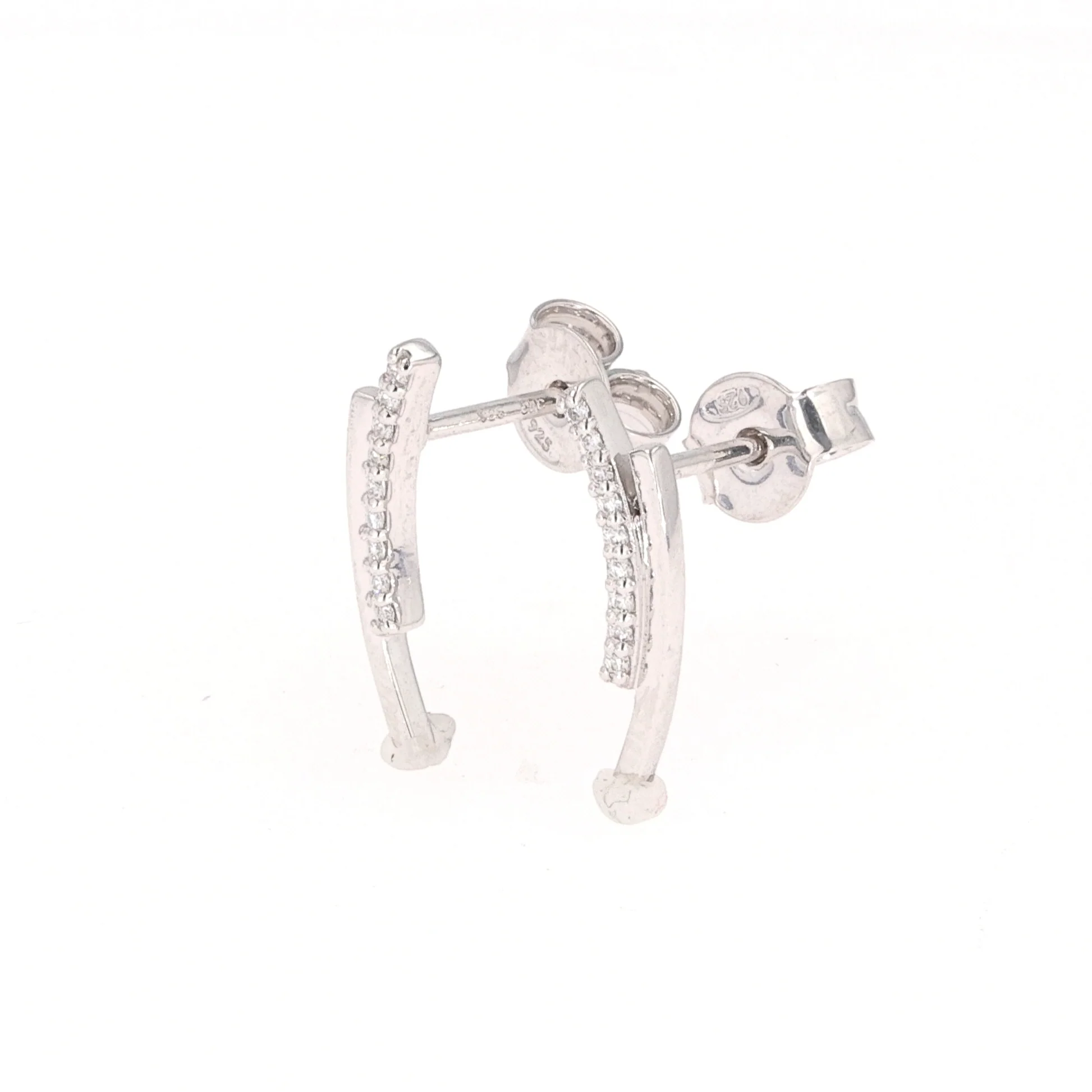 0.09 CTW DEW Round Moissanite Drop Earrings in Sterling Silver - Image 2