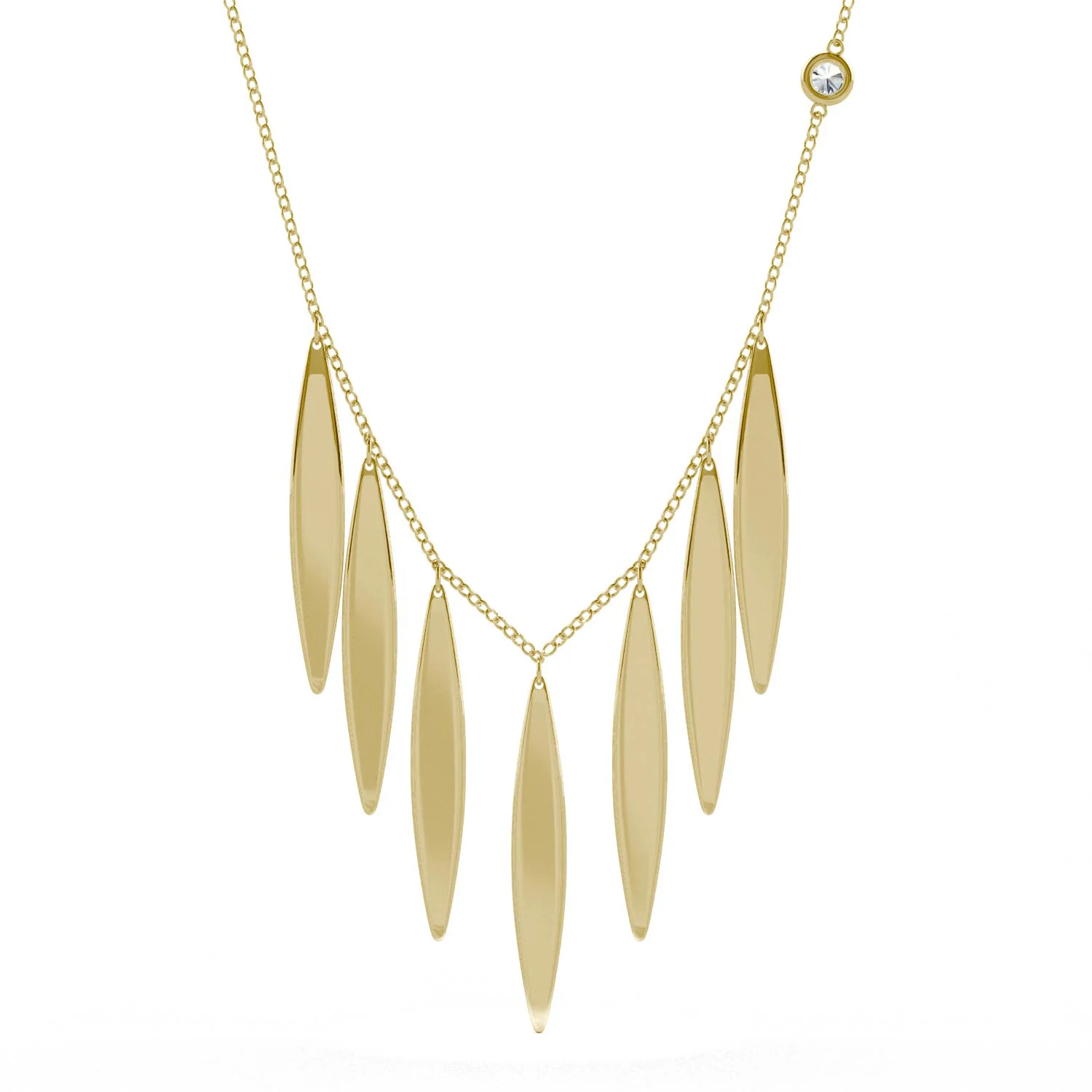 0.10 CTW DEW Round Moissanite Fringe Necklace 14K Yellow Gold - Image 3