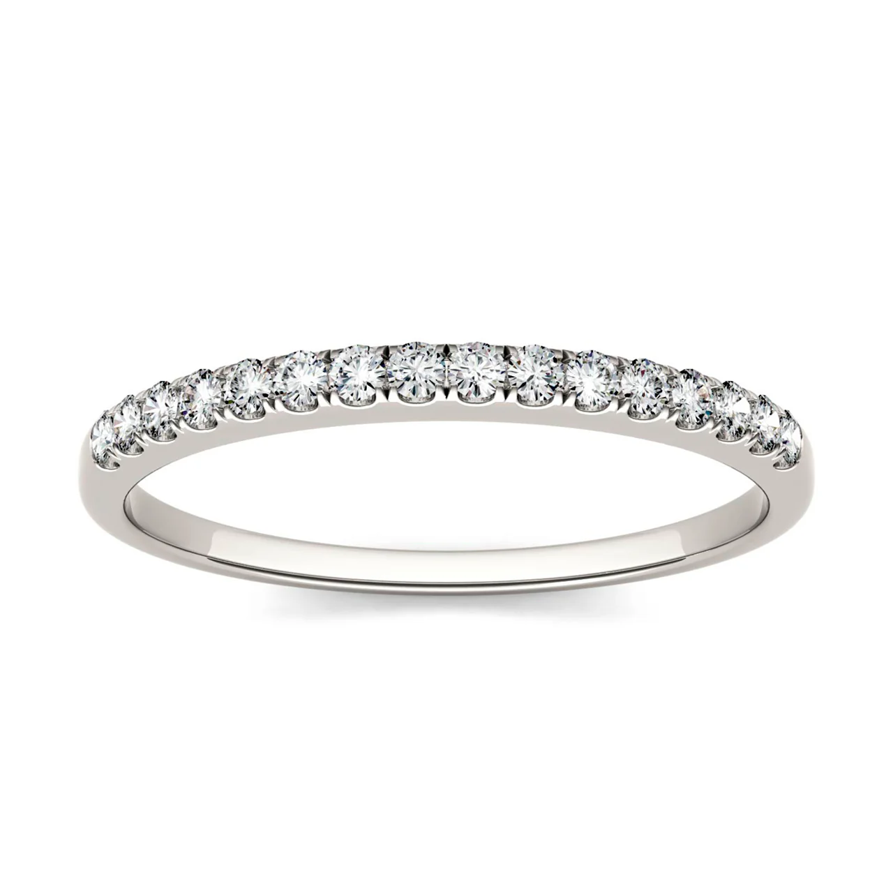 0.16 CTW DEW Round Moissanite Classic Band in 14K White Gold