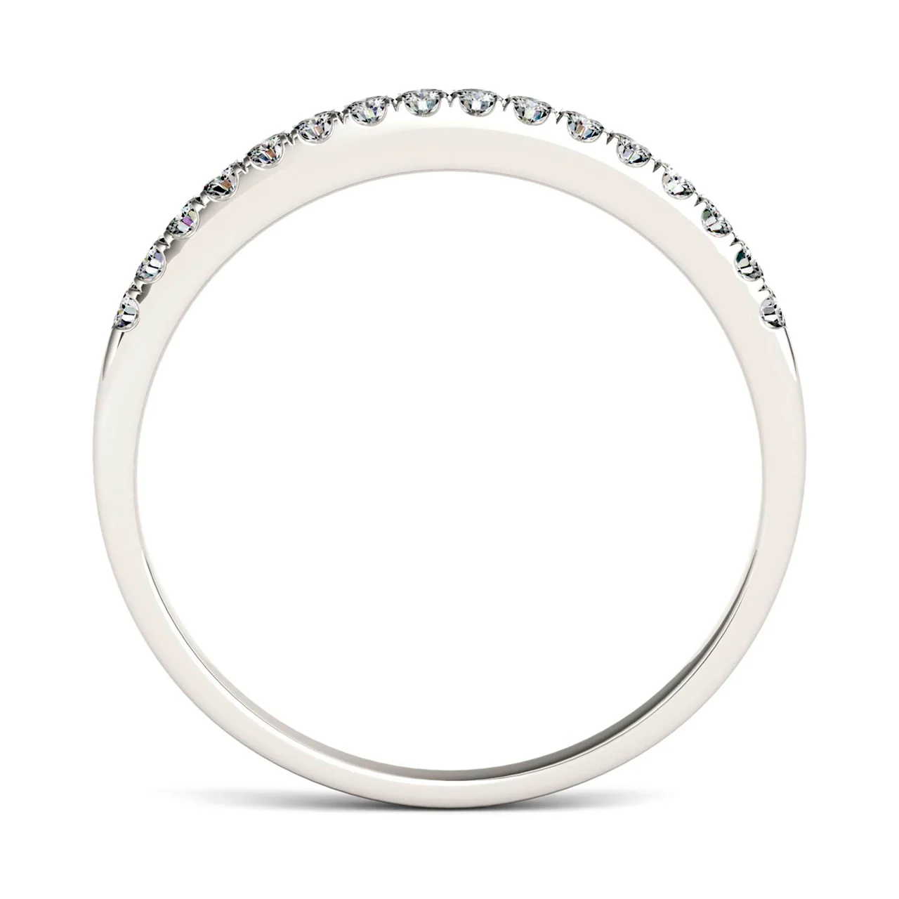 0.16 CTW DEW Round Moissanite Classic Band in 14K White Gold - Image 3