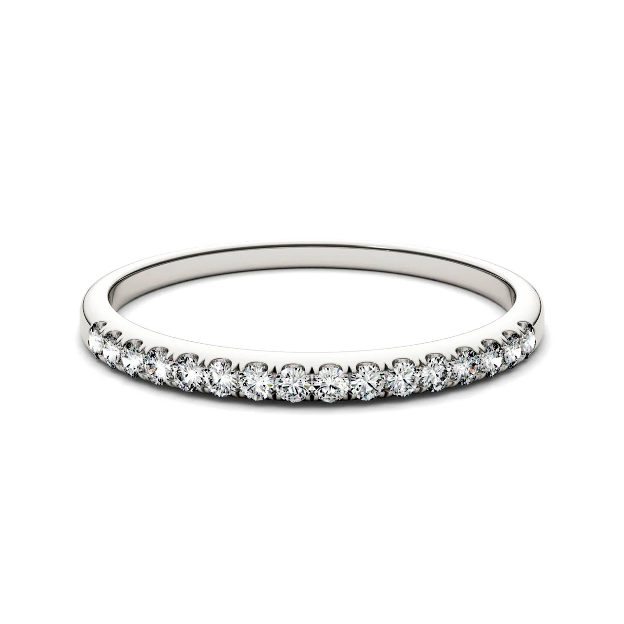 0.16 CTW DEW Round Moissanite Classic Band in 14K White Gold - Image 4