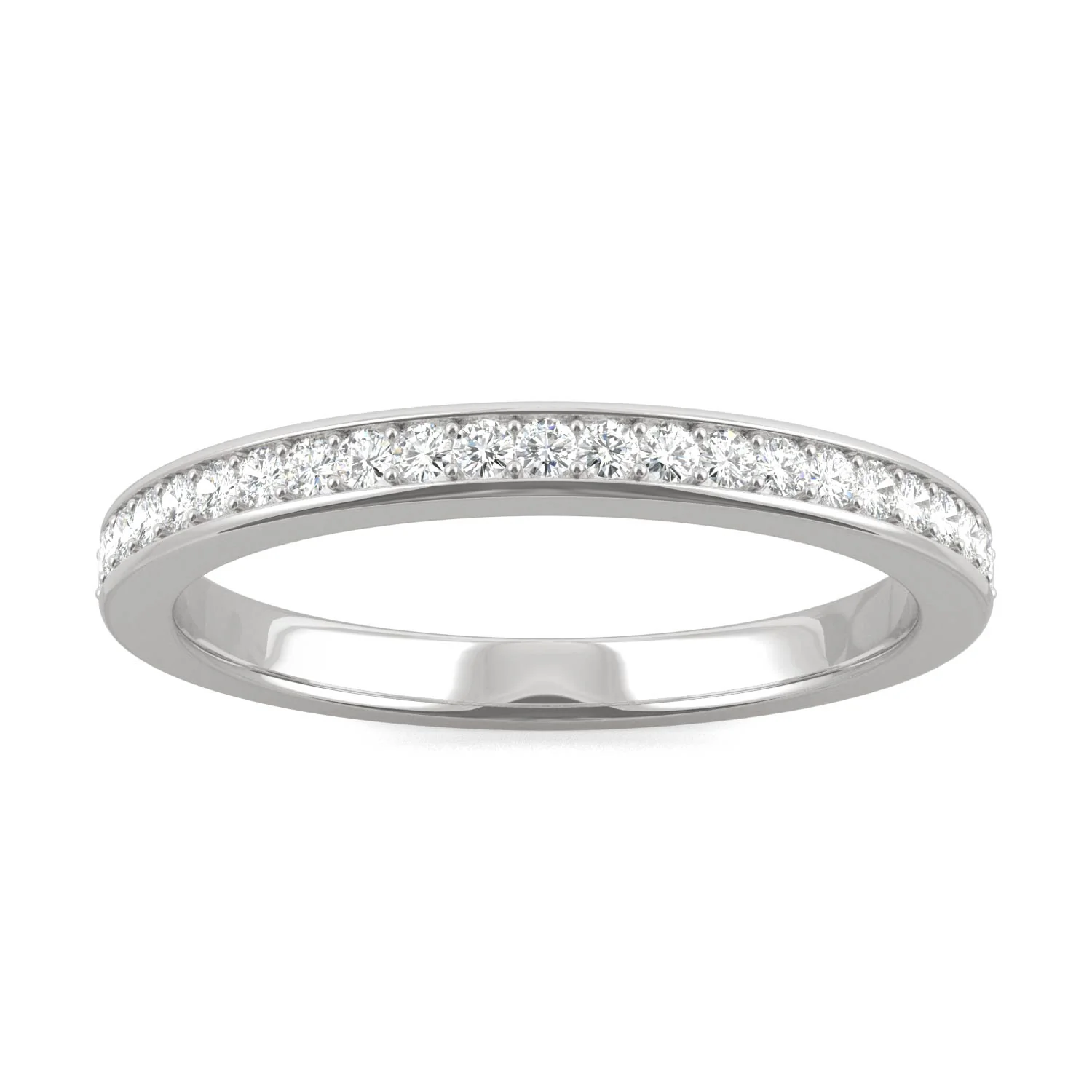 0.22 CTW DEW Round Moissanite Bead Set Wedding Band in 14K White Gold