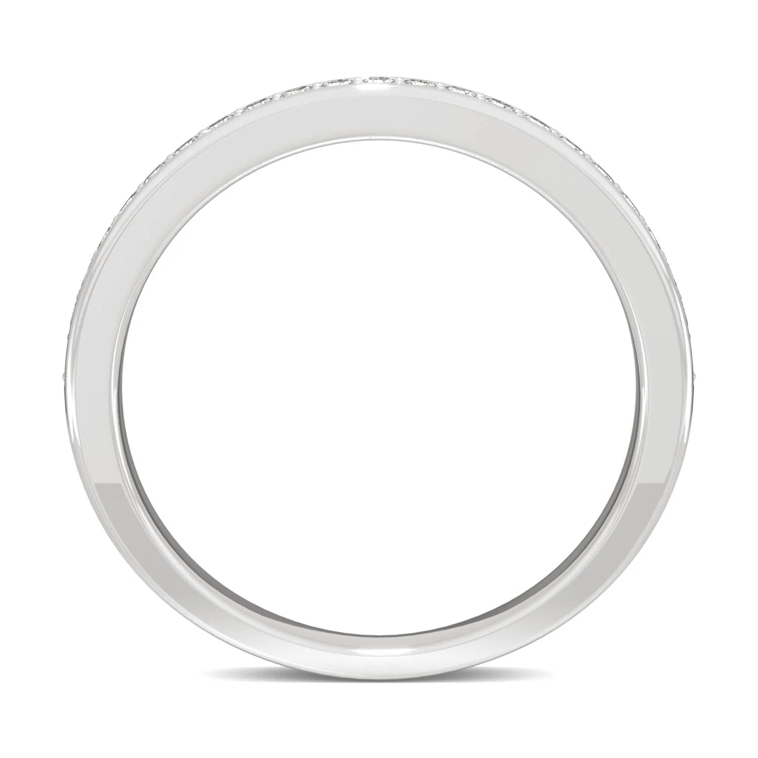 0.22 CTW DEW Round Moissanite Bead Set Wedding Band in 14K White Gold - Image 3