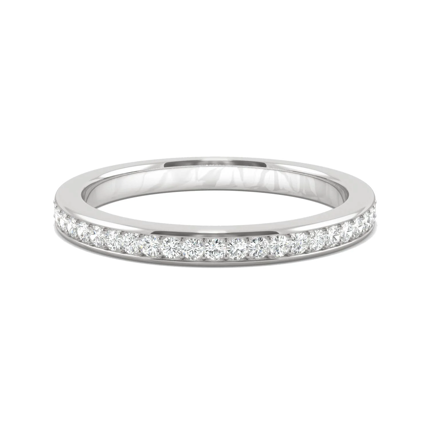 0.22 CTW DEW Round Moissanite Bead Set Wedding Band in 14K White Gold - Image 4