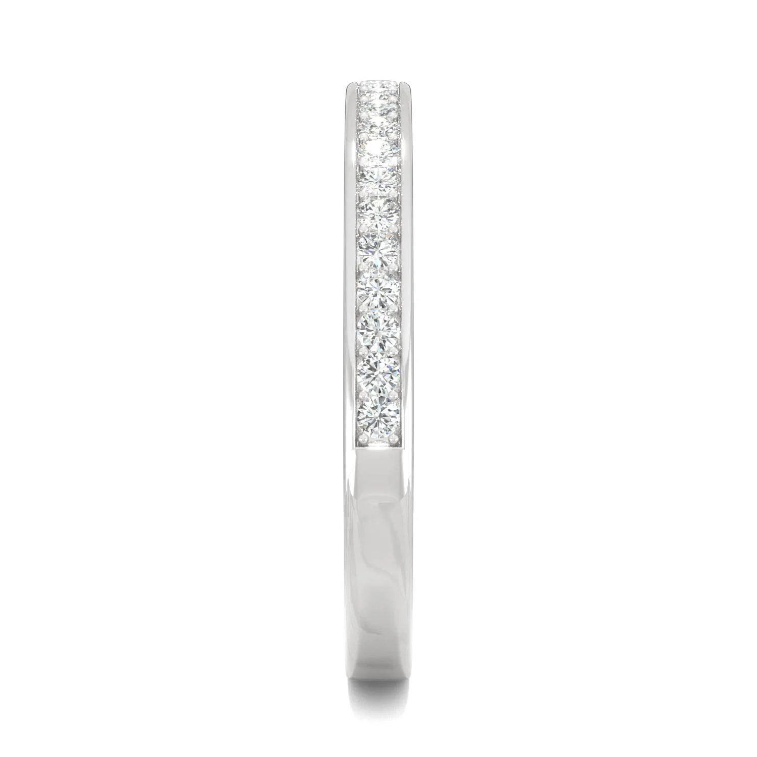 0.22 CTW DEW Round Moissanite Bead Set Wedding Band in 14K White Gold - Image 5