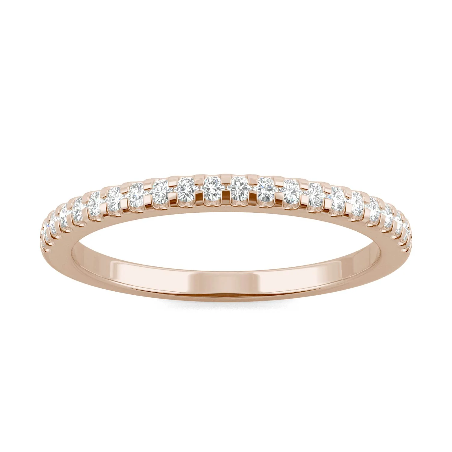 0.22 CTW DEW Round Moissanite Classic Wedding Band in 14K Rose Gold