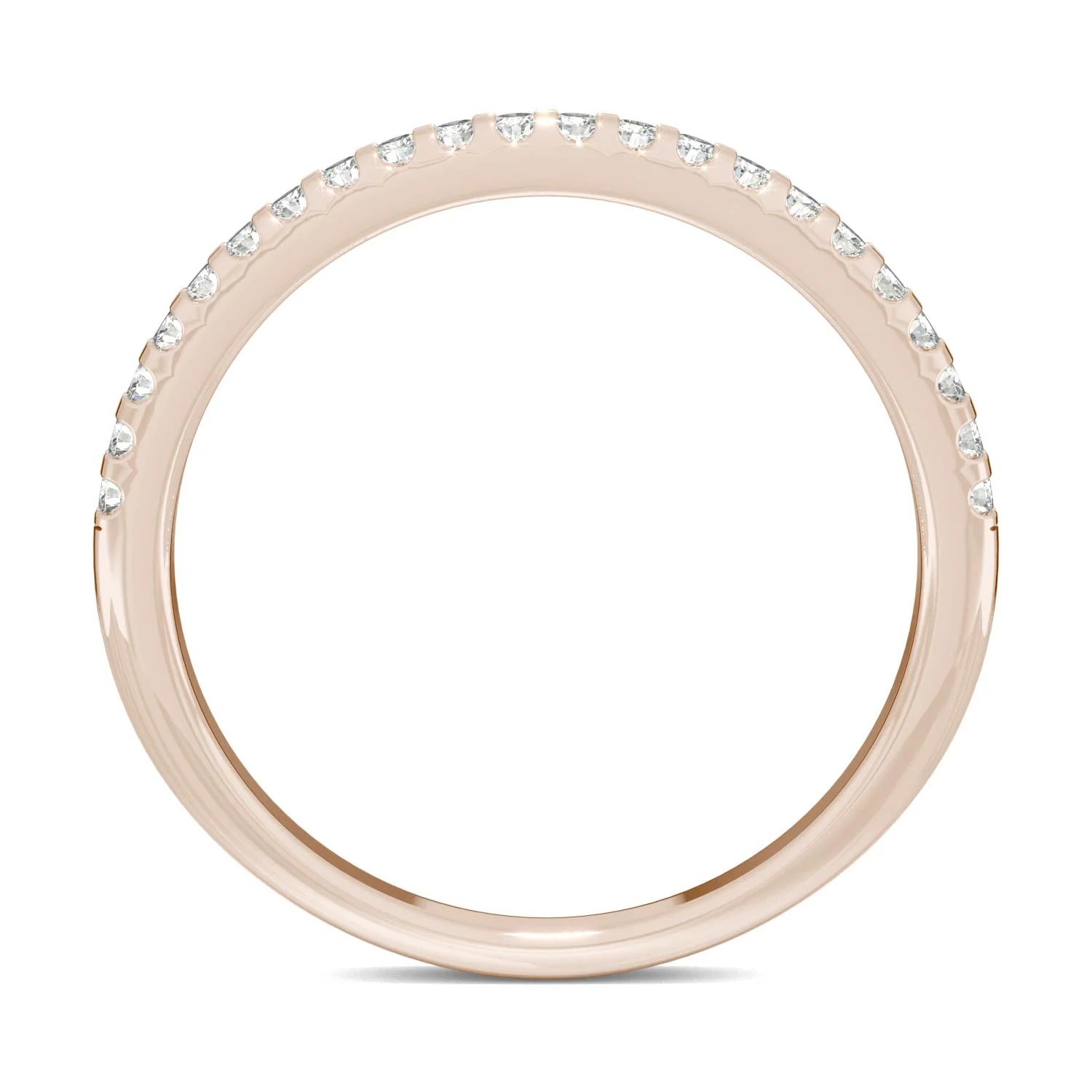 0.22 CTW DEW Round Moissanite Classic Wedding Band in 14K Rose Gold - Image 3