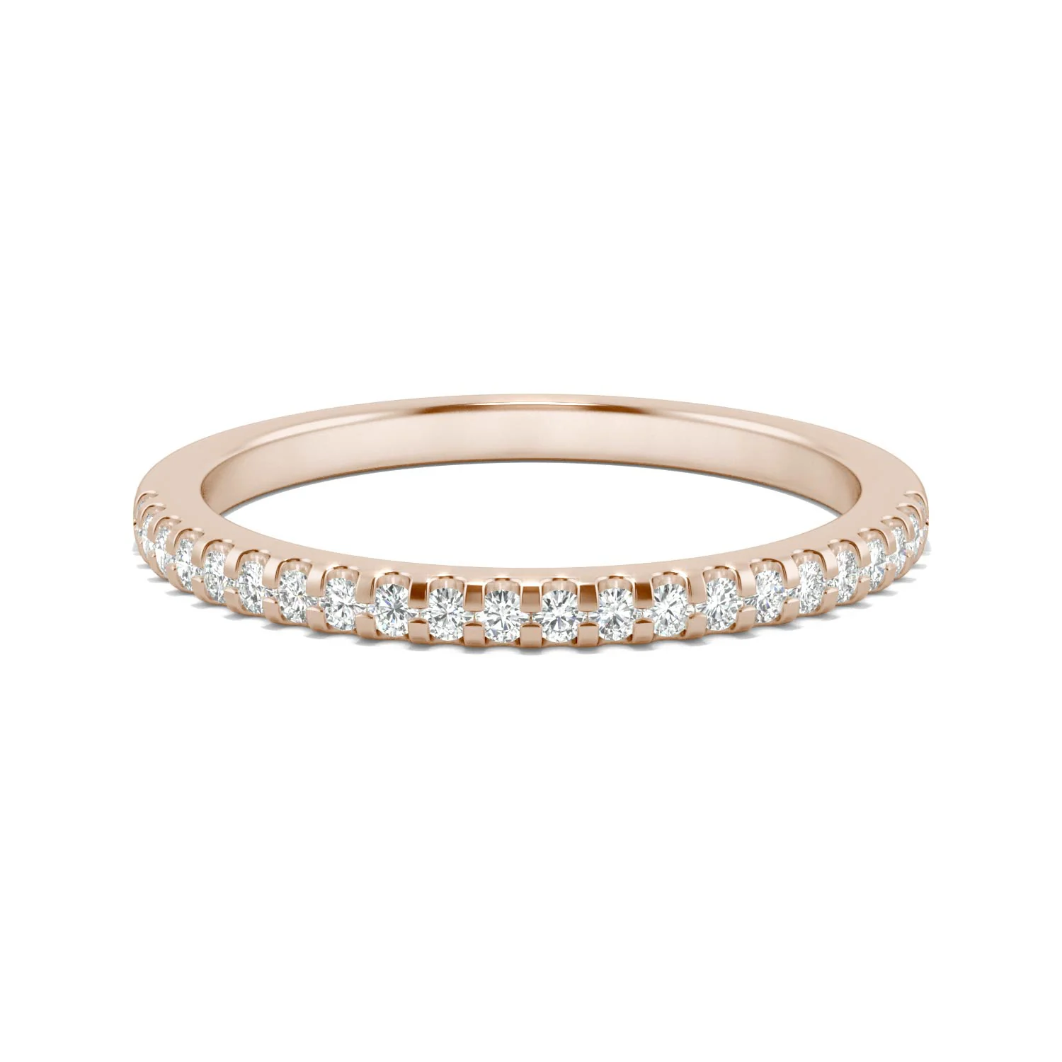 0.22 CTW DEW Round Moissanite Classic Wedding Band in 14K Rose Gold - Image 4