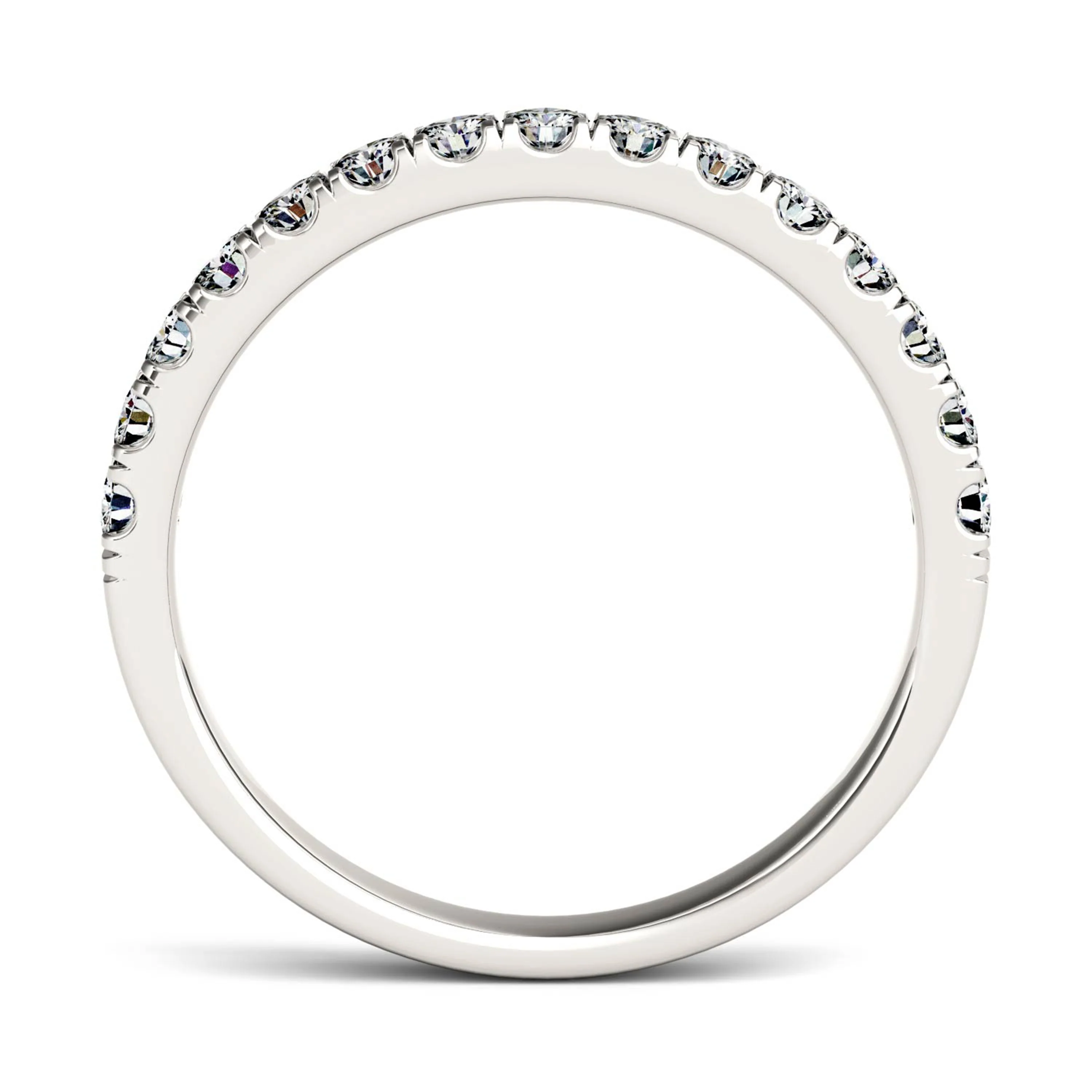 0.38 CTW DEW Round Moissanite Shared Prong Wedding Band in Platinum - Image 3