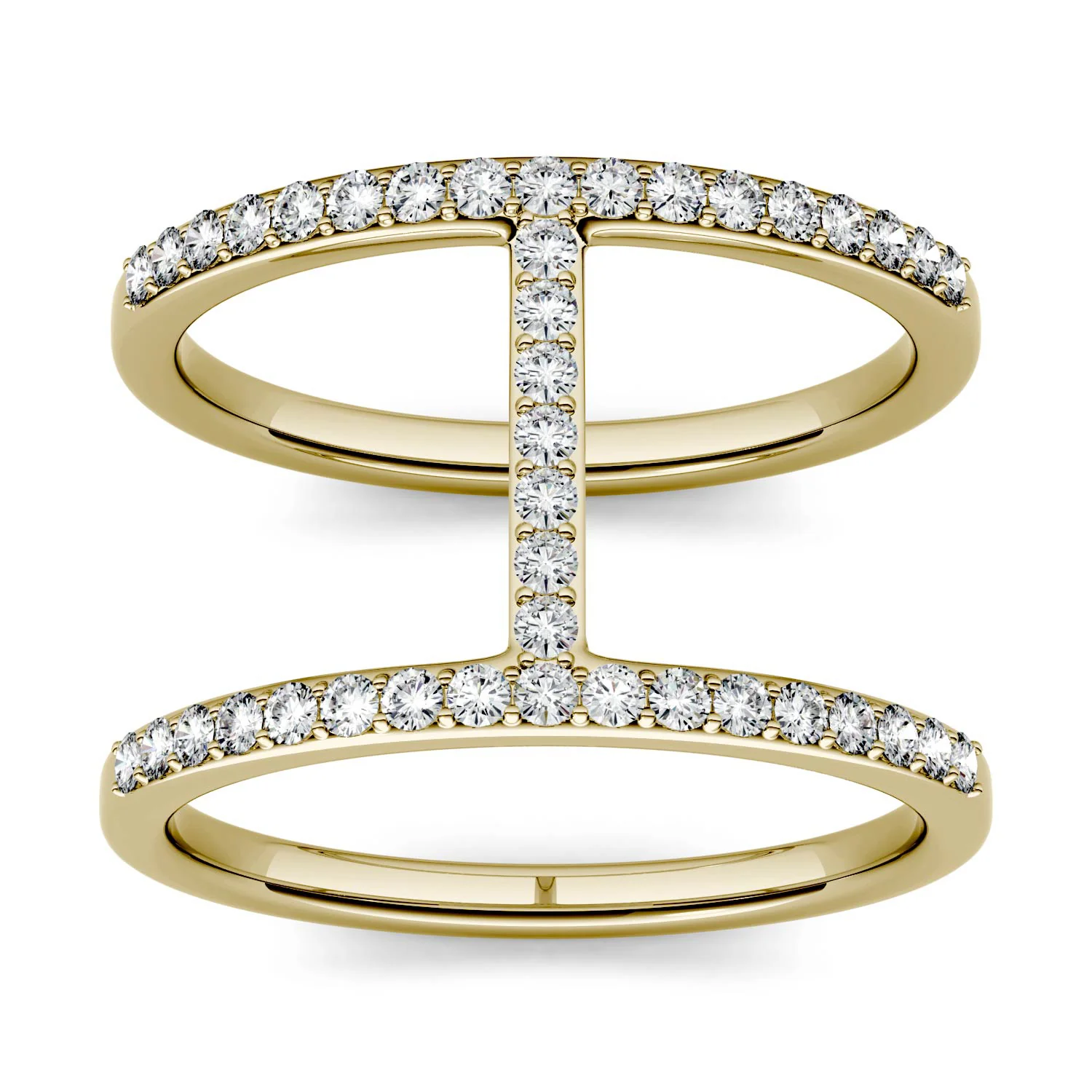 0.41 CTW DEW Moissanite Geometric Fashion Ring in 14K Yellow Gold