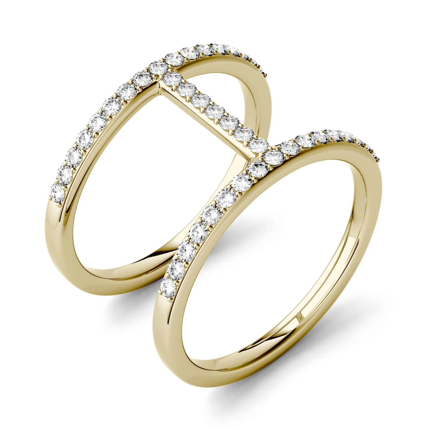 0.41 CTW DEW Moissanite Geometric Fashion Ring in 14K Yellow Gold - Image 2