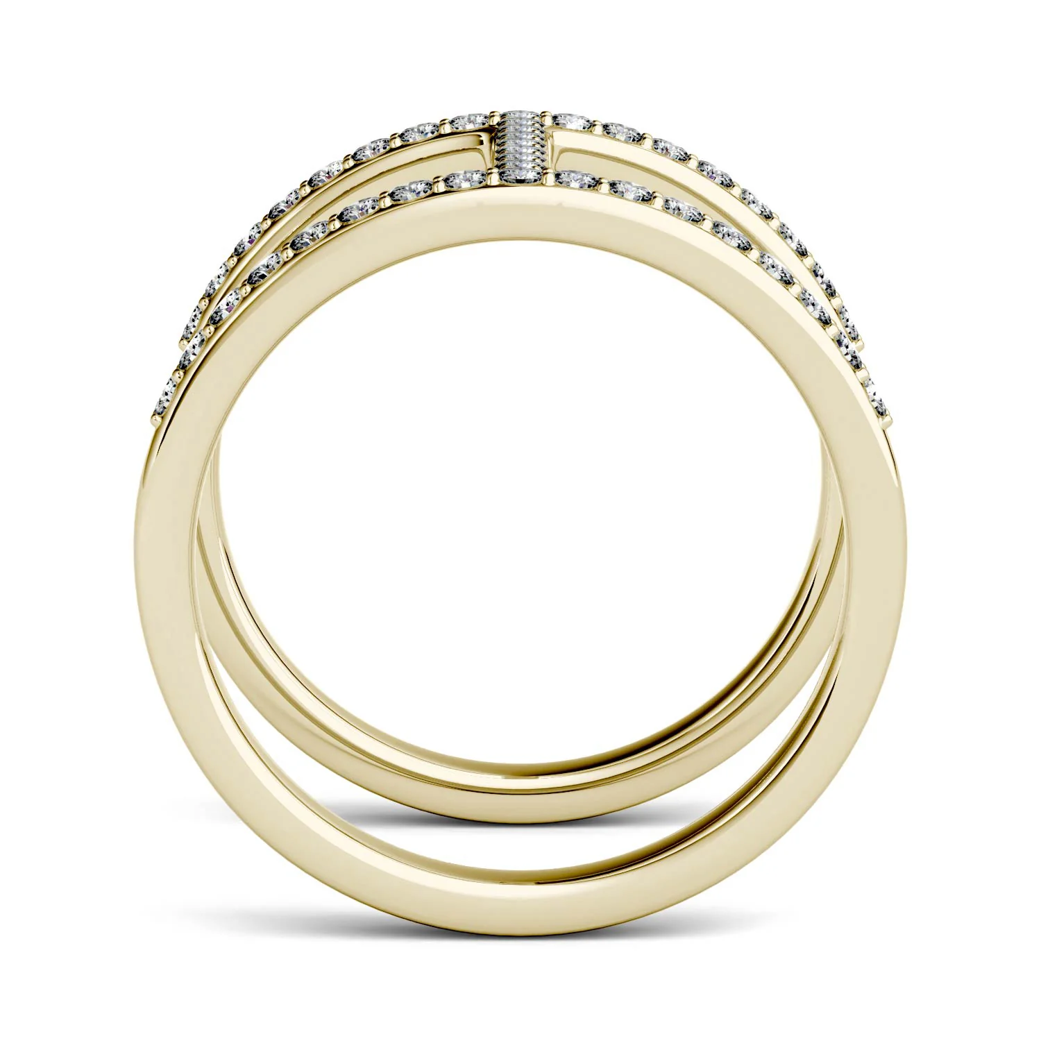 0.41 CTW DEW Moissanite Geometric Fashion Ring in 14K Yellow Gold - Image 3