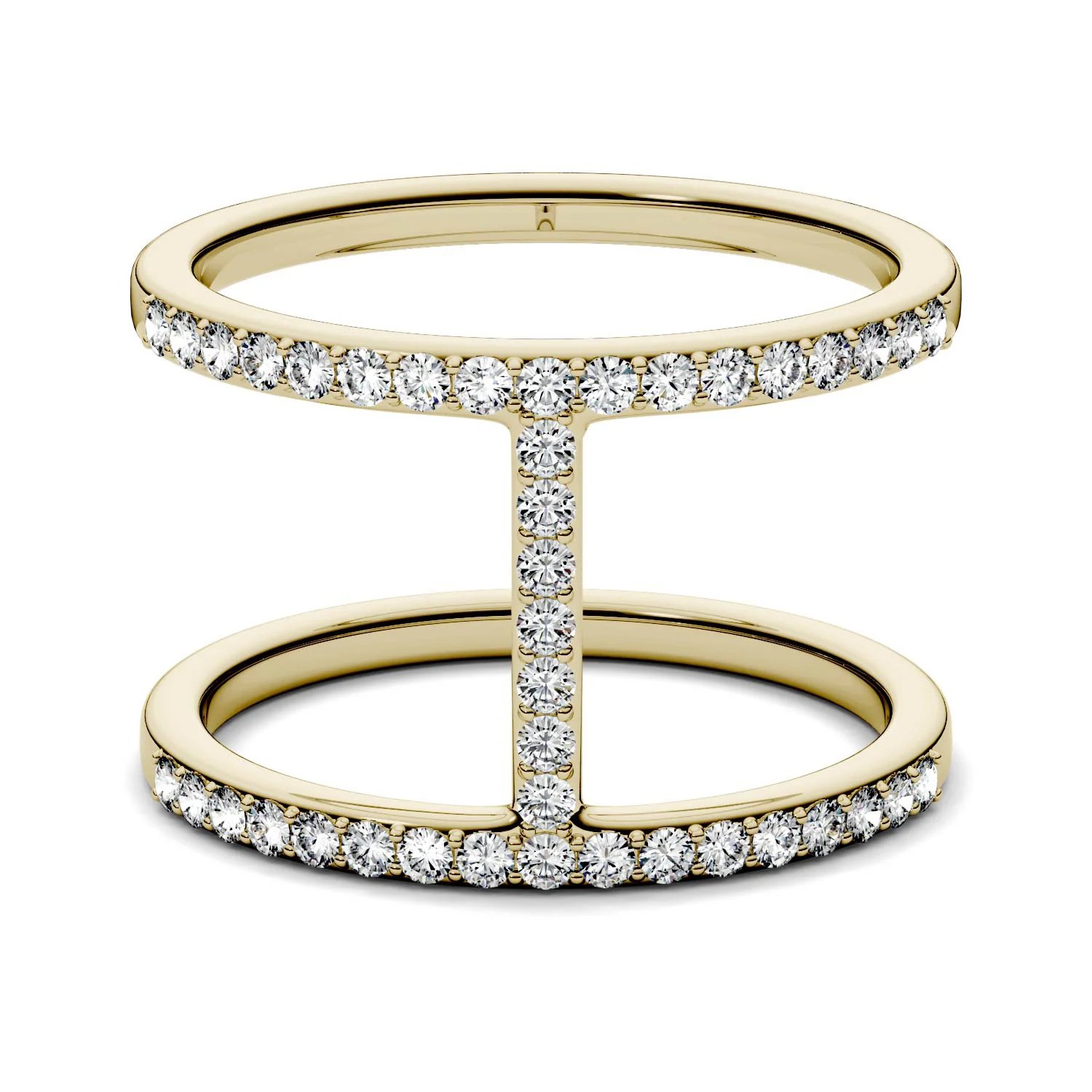 0.41 CTW DEW Moissanite Geometric Fashion Ring in 14K Yellow Gold - Image 4