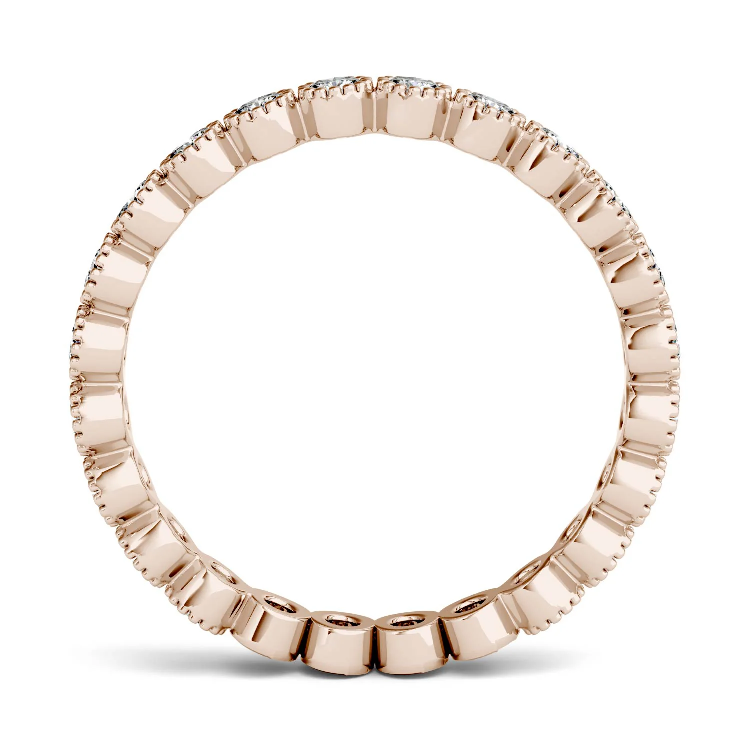 0.45 CTW DEW Moissanite Milgrain Stackable Band in 14K Rose Gold - Image 3