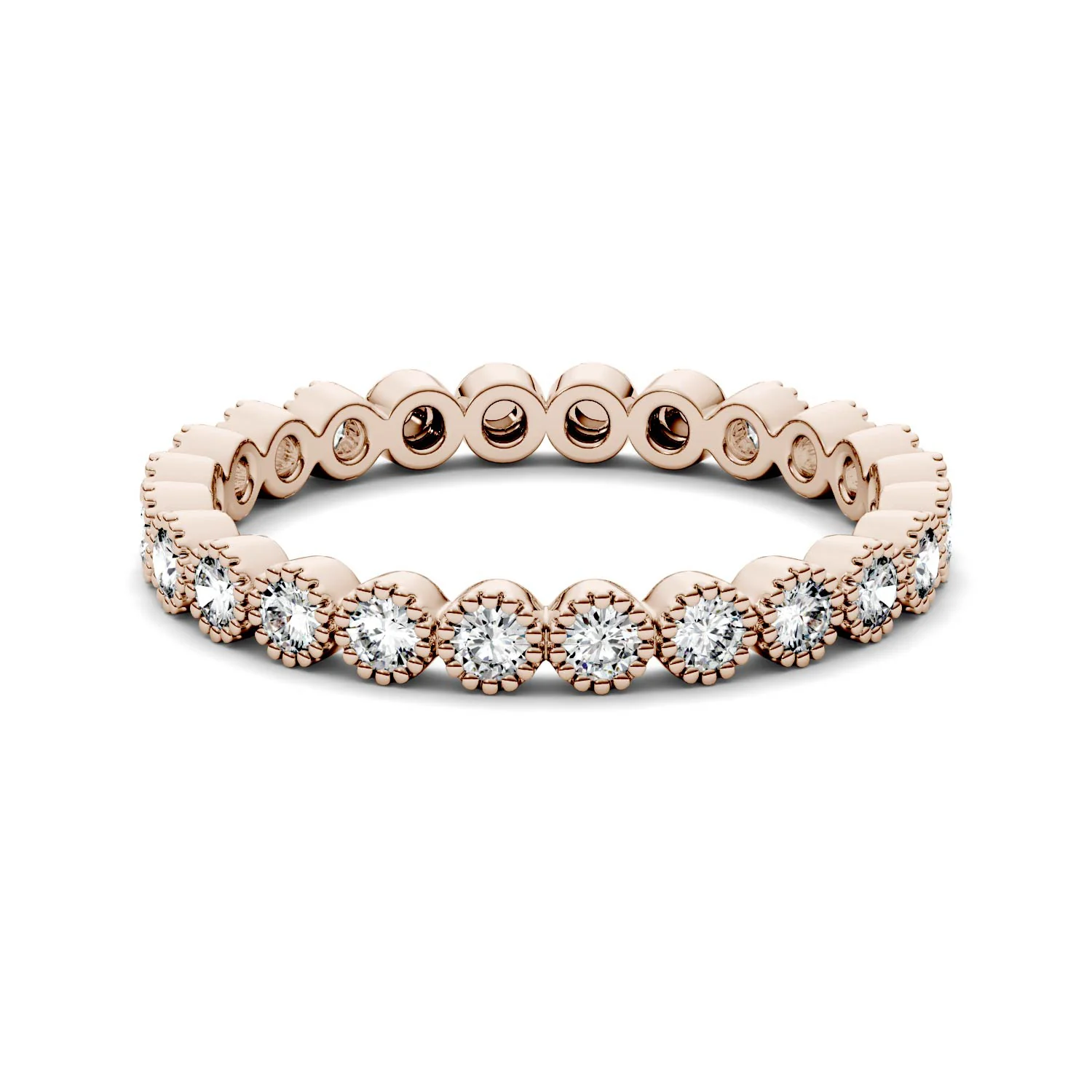 0.45 CTW DEW Moissanite Milgrain Stackable Band in 14K Rose Gold - Image 4