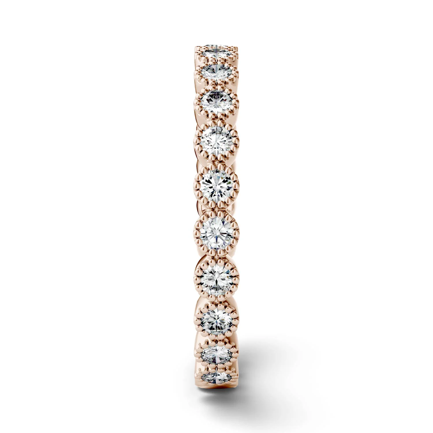 0.45 CTW DEW Moissanite Milgrain Stackable Band in 14K Rose Gold - Image 5