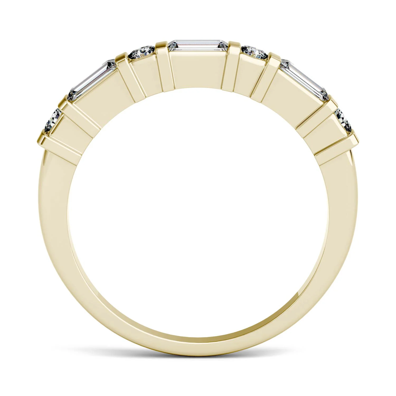 0.47CTW DEW Step Cut Baguette Moissanite Alternating Wedding Band in 14K Yellow Gold - Image 3
