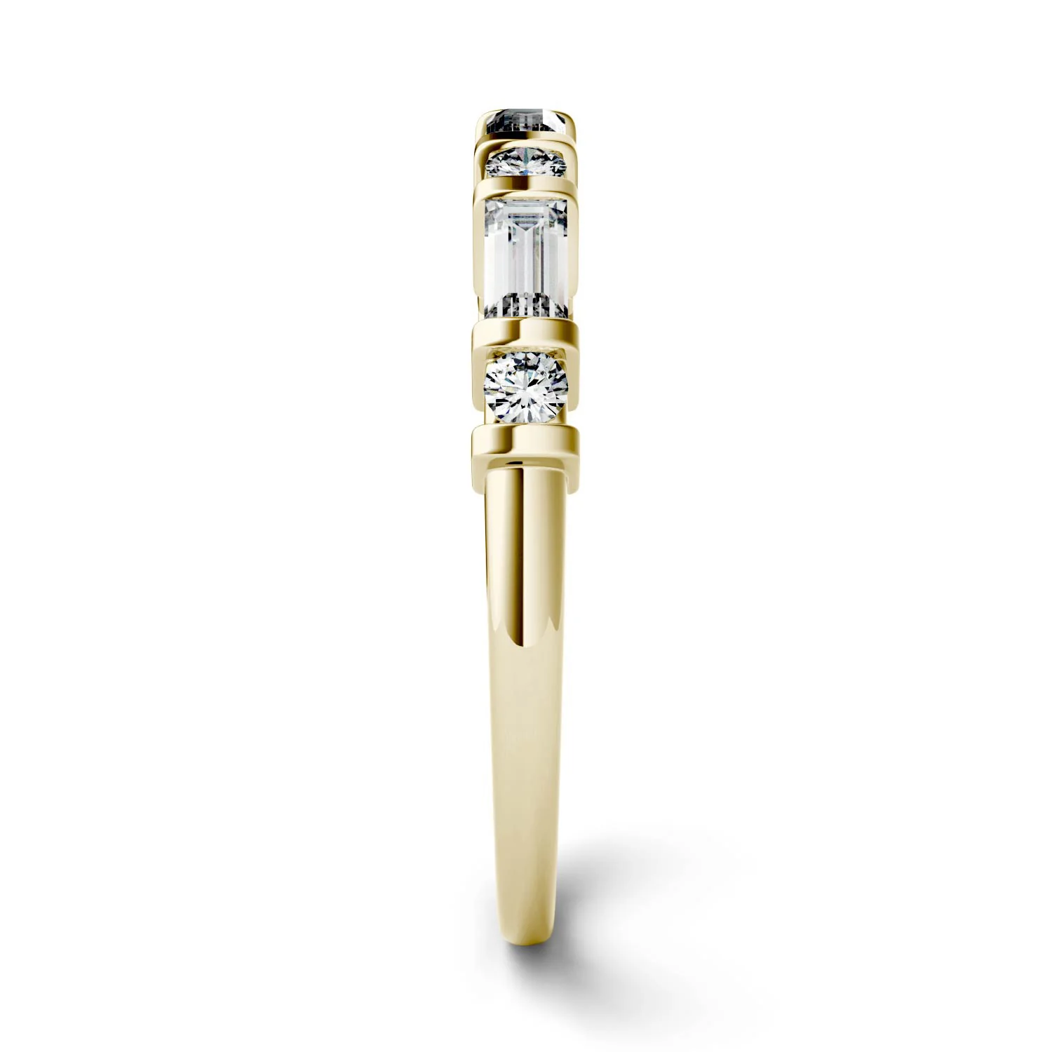 0.47CTW DEW Step Cut Baguette Moissanite Alternating Wedding Band in 14K Yellow Gold - Image 5