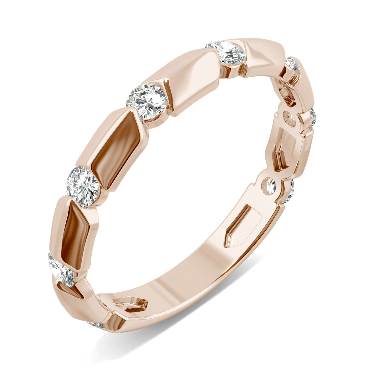 0.48 CTW DEW Round Moissanite Stackable Band in 14K Rose Gold - Image 2
