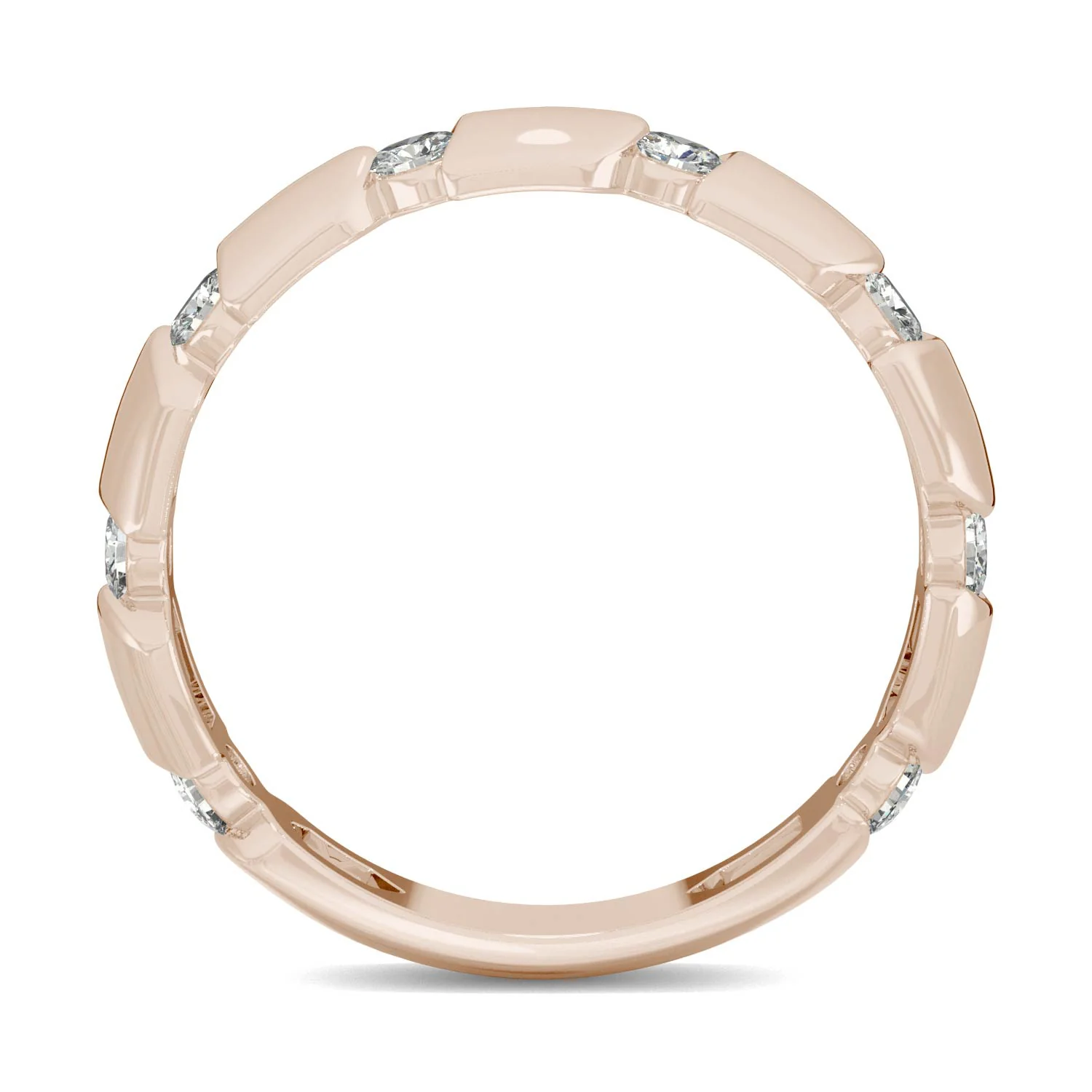 0.48 CTW DEW Round Moissanite Stackable Band in 14K Rose Gold - Image 3