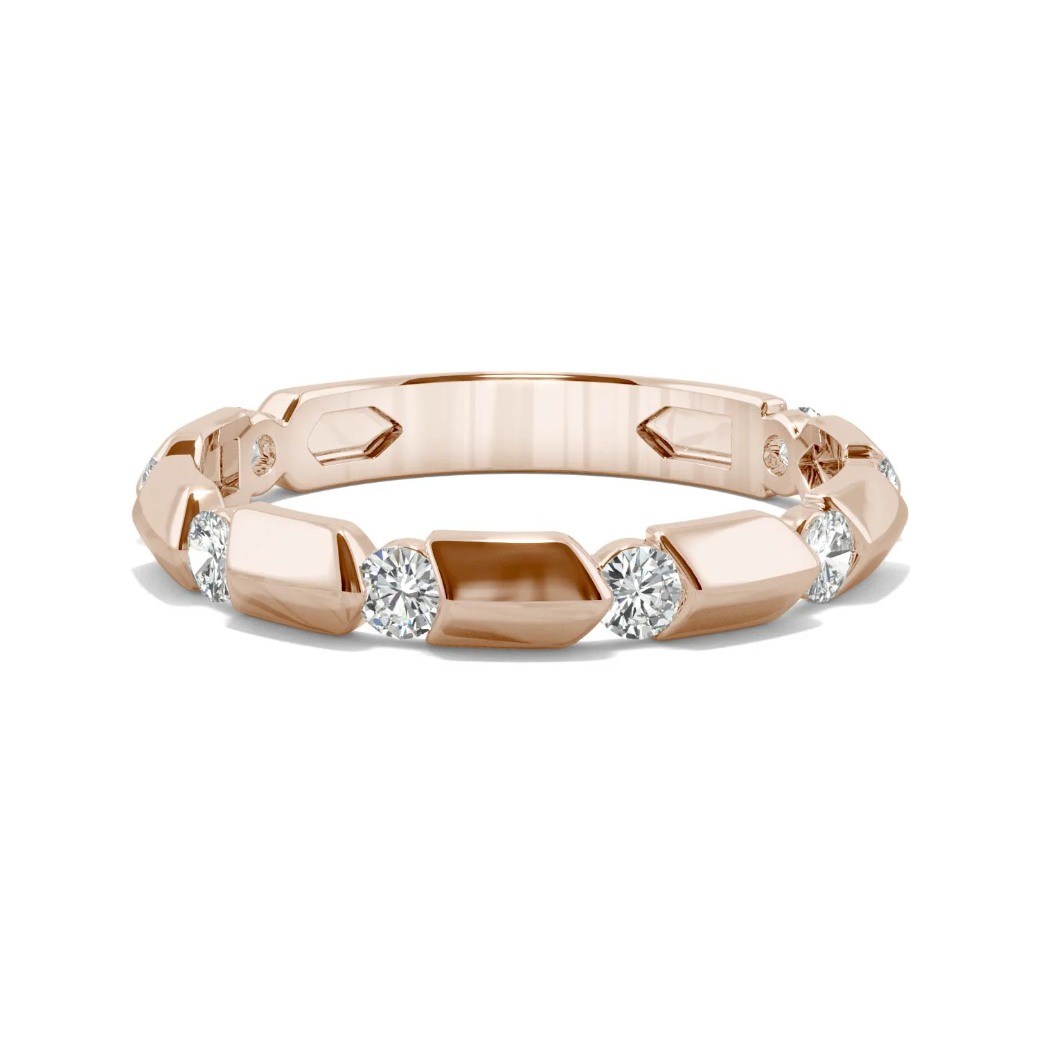 0.48 CTW DEW Round Moissanite Stackable Band in 14K Rose Gold - Image 4