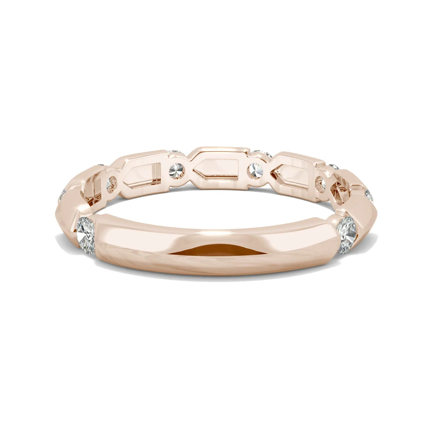 0.48 CTW DEW Round Moissanite Stackable Band in 14K Rose Gold - Image 6