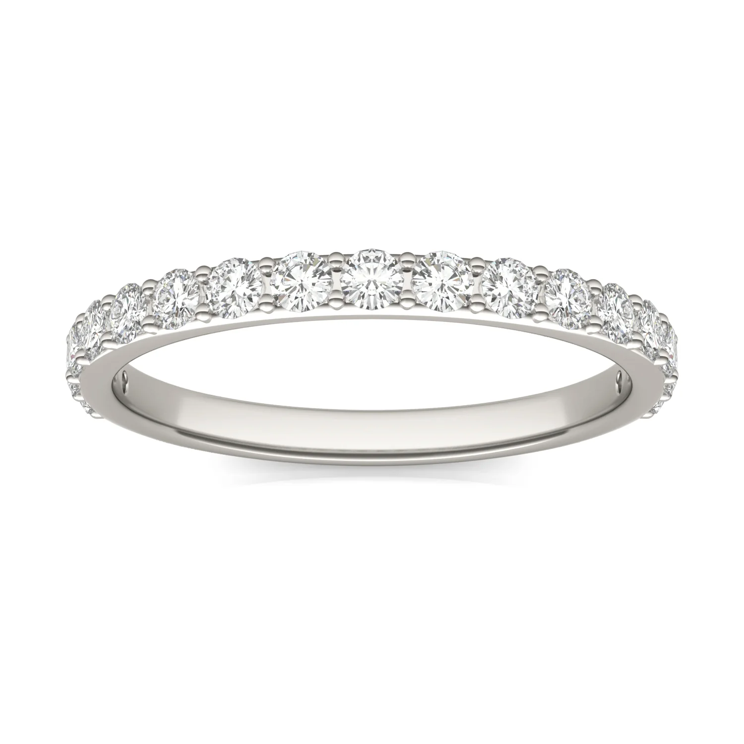 0.51 CTW DEW Round Moissanite Classic Wedding Band in 14K White Gold