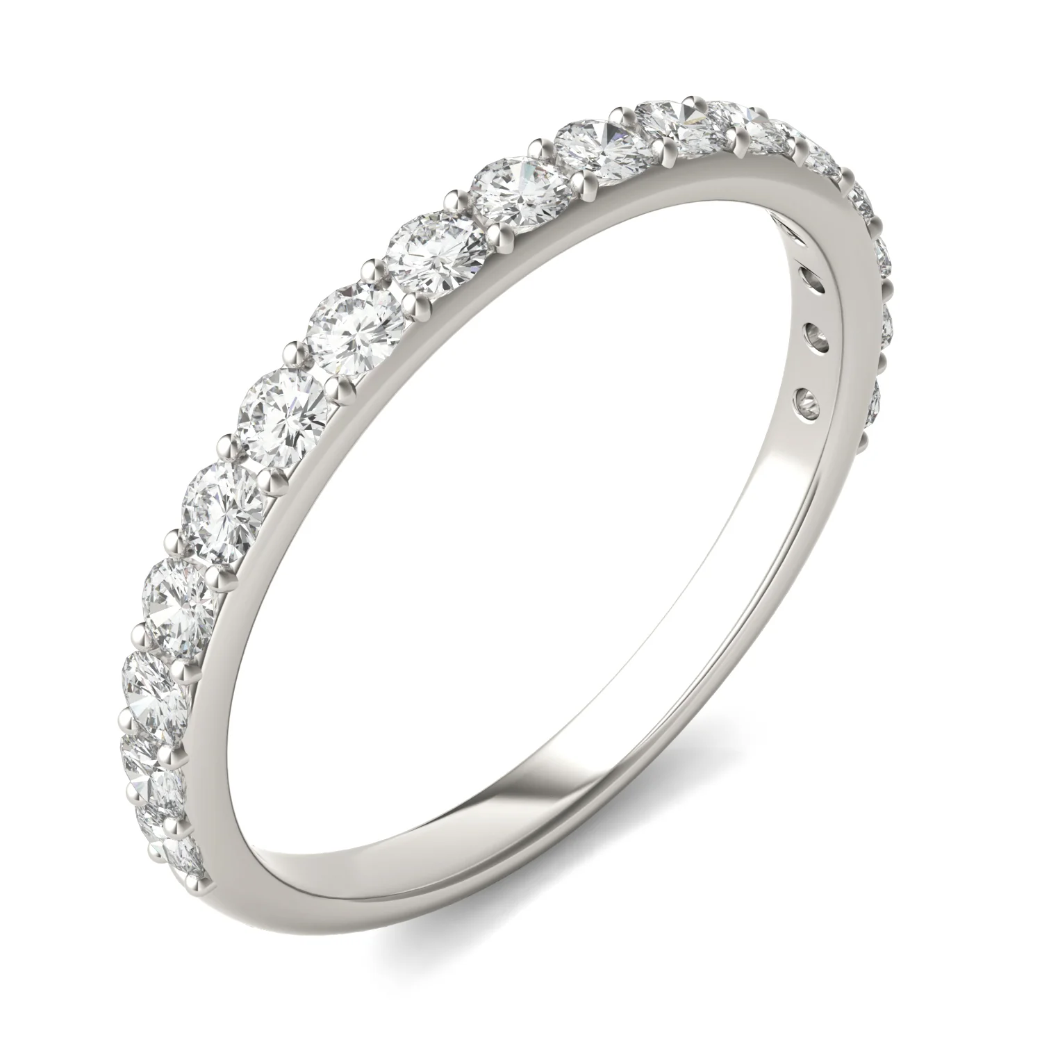 0.51 CTW DEW Round Moissanite Classic Wedding Band in 14K White Gold - Image 2