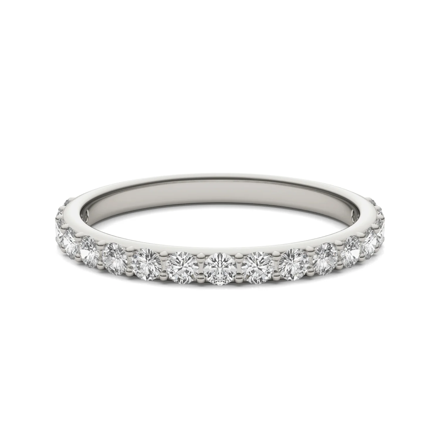 0.51 CTW DEW Round Moissanite Classic Wedding Band in 14K White Gold - Image 4