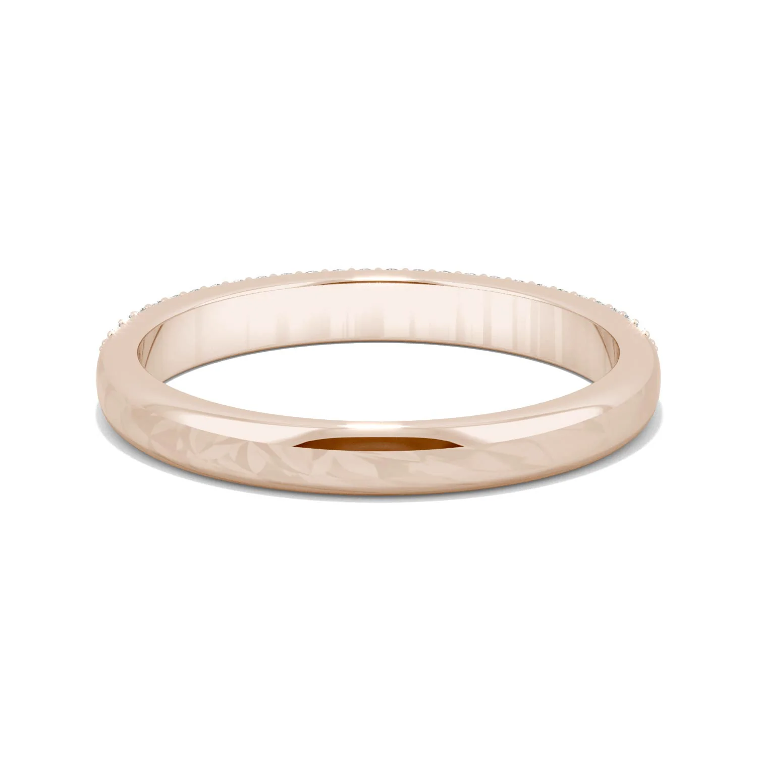 0.52 CTW DEW Round Moissanite Three-Row Pavé Wedding Band in 14K Rose Gold - Image 6