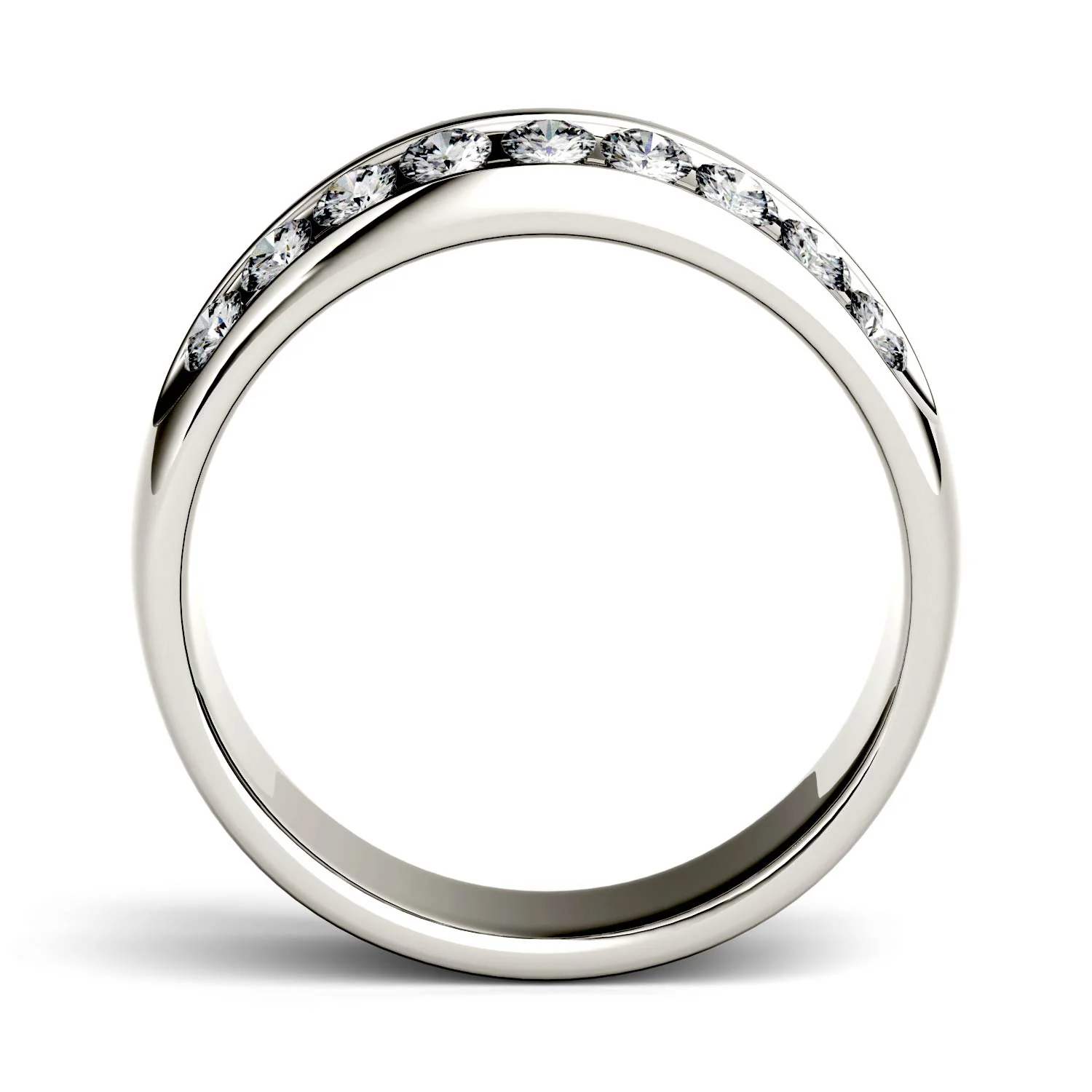 0.72 CTW DEW Round Moissanite Double Row Anniversary Band in 14K White Gold - Image 3