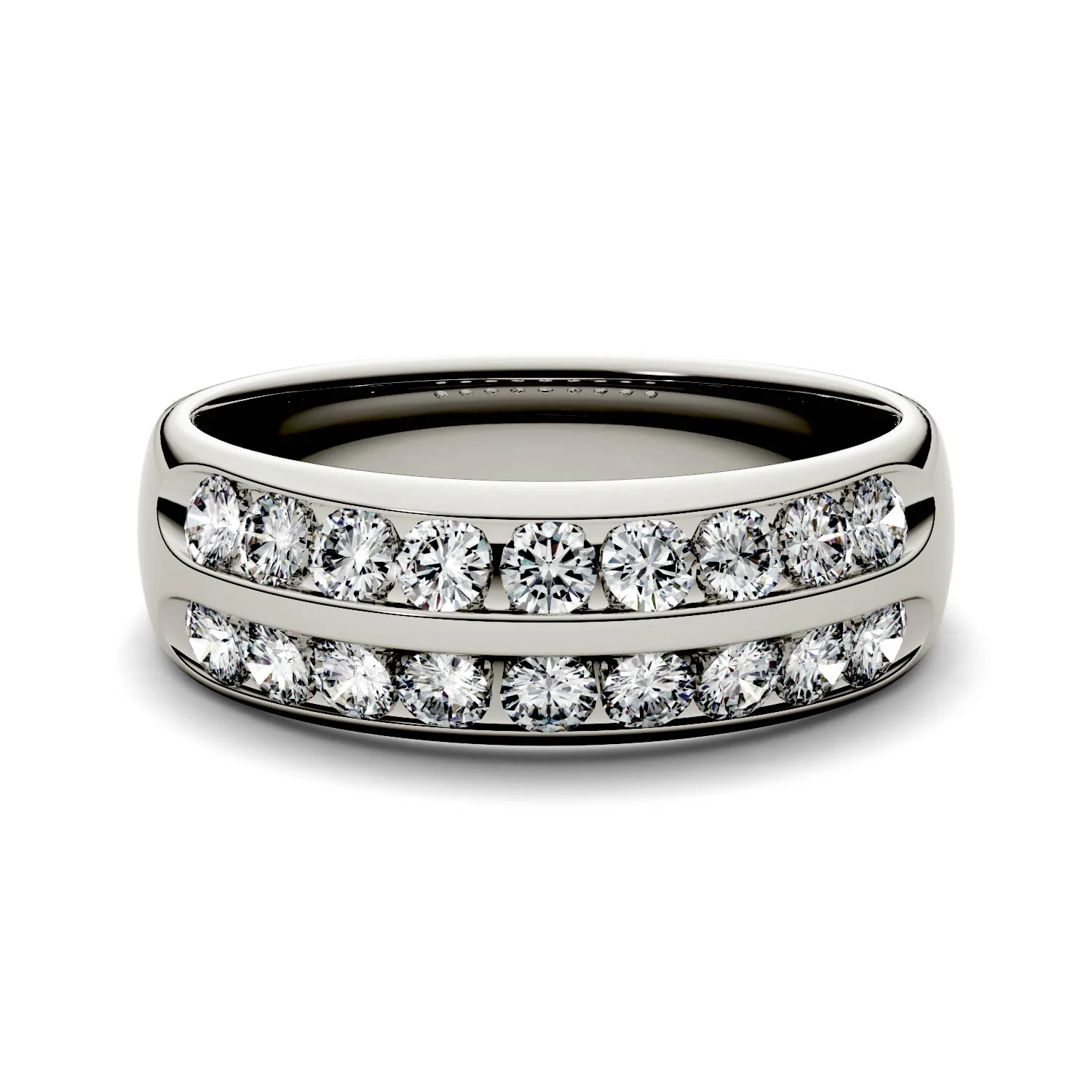 0.72 CTW DEW Round Moissanite Double Row Anniversary Band in 14K White Gold - Image 4