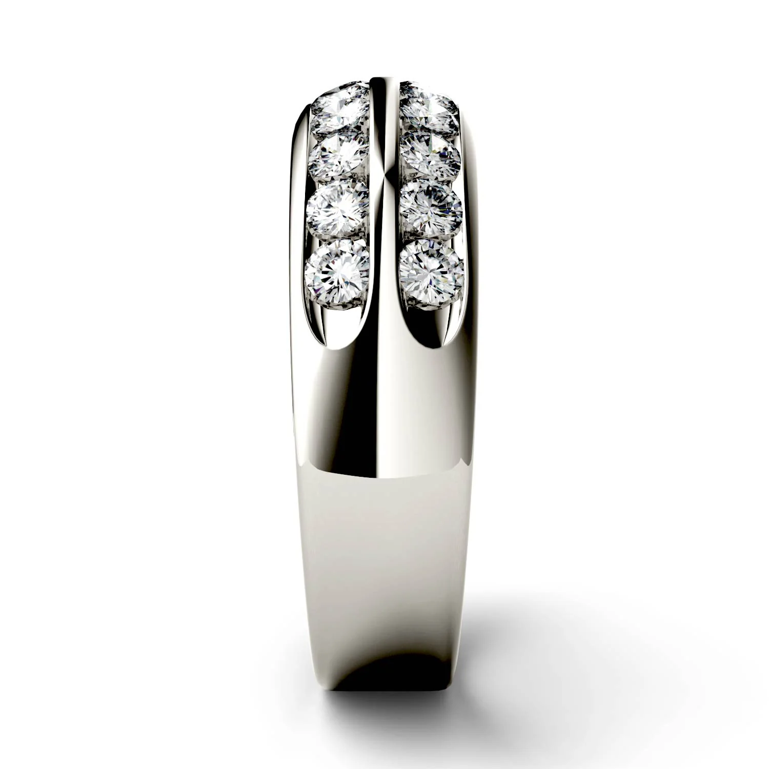 0.72 CTW DEW Round Moissanite Double Row Anniversary Band in 14K White Gold - Image 5