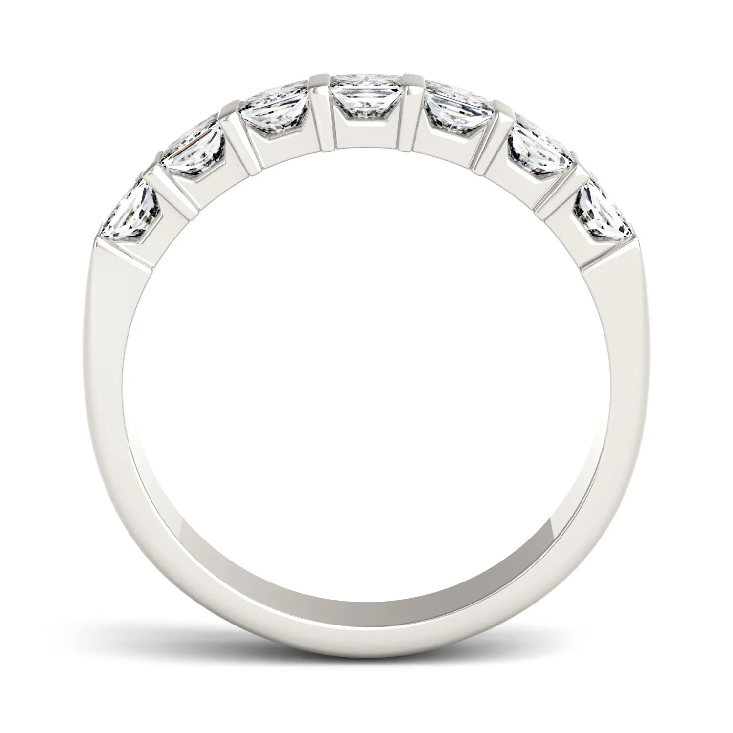 0.84 CTW DEW Princess Moissanite Seven Stone Anniversary Band in 14K White Gold - Image 3