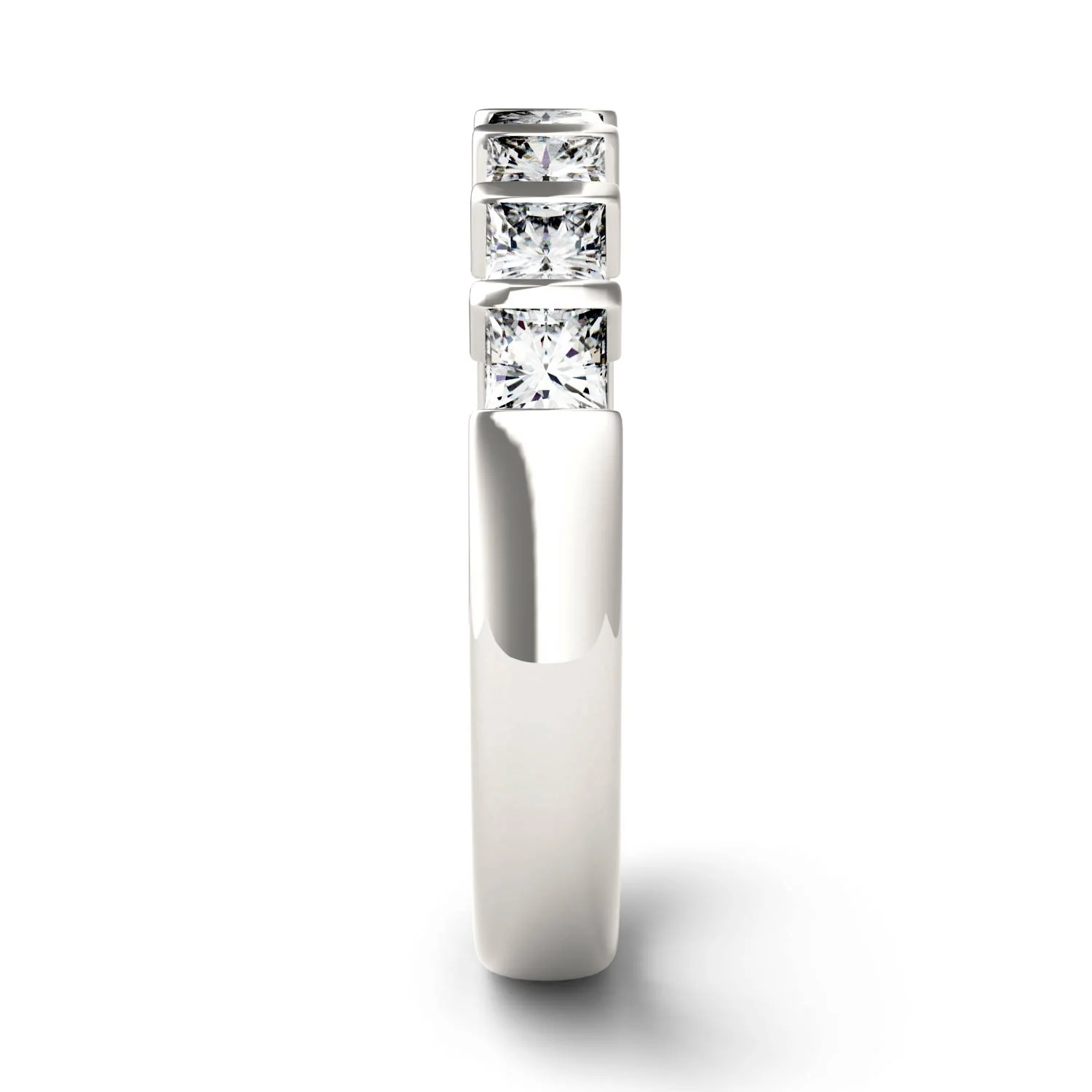 0.84 CTW DEW Princess Moissanite Seven Stone Anniversary Band in 14K White Gold - Image 5