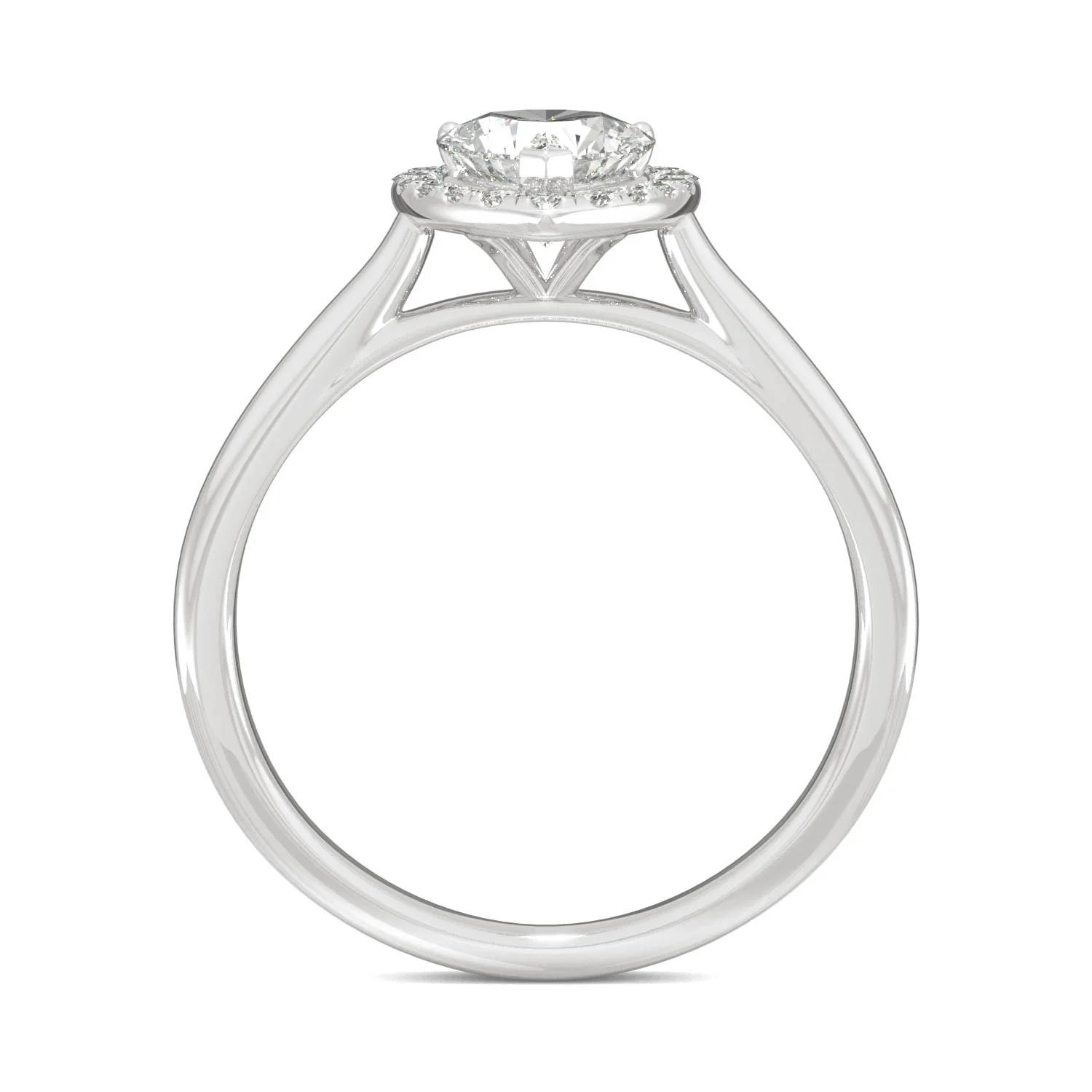 0.89 CTW DEW Heart Moissanite Halo Engagement Ring in 14K White Gold - Image 3