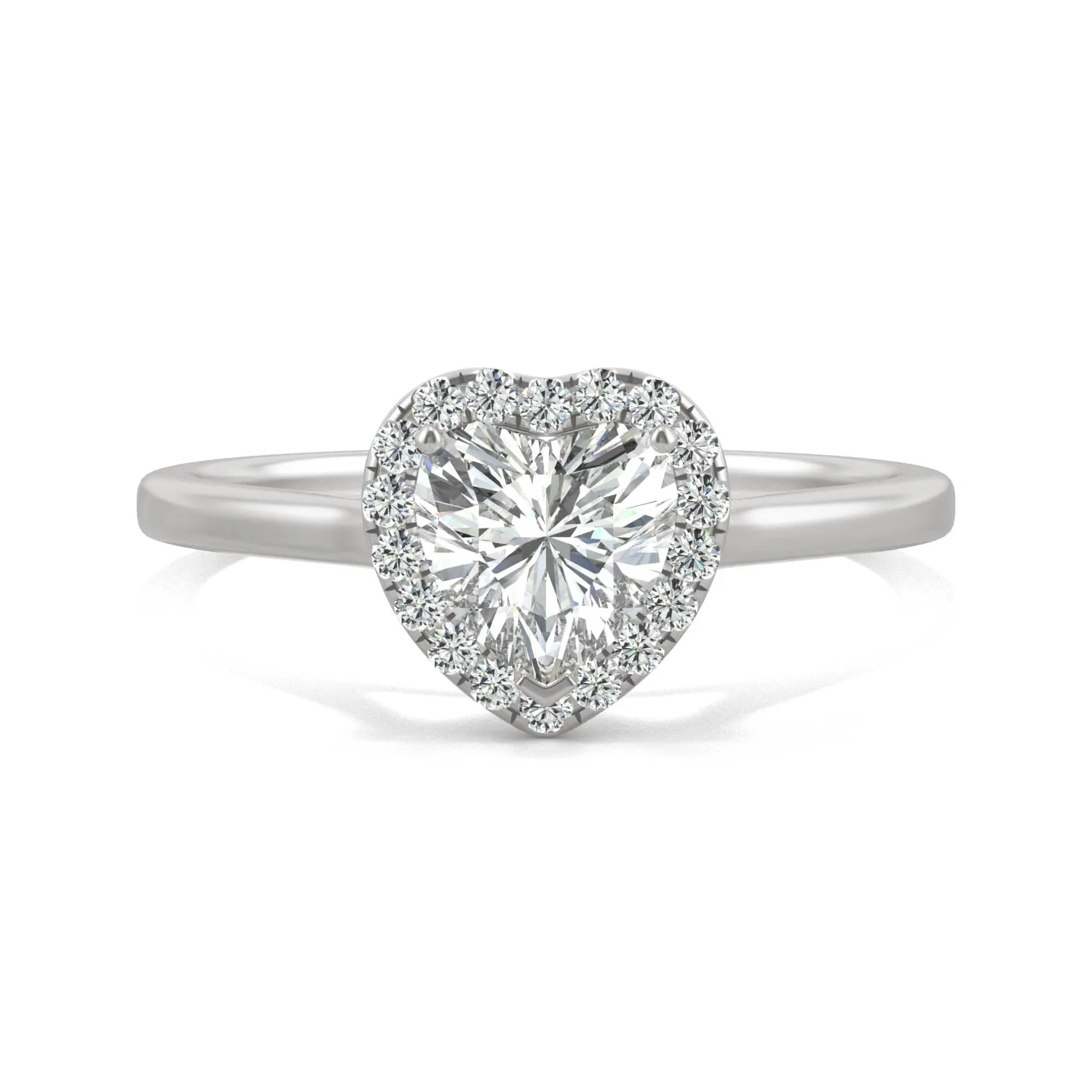 0.89 CTW DEW Heart Moissanite Halo Engagement Ring in 14K White Gold - Image 4