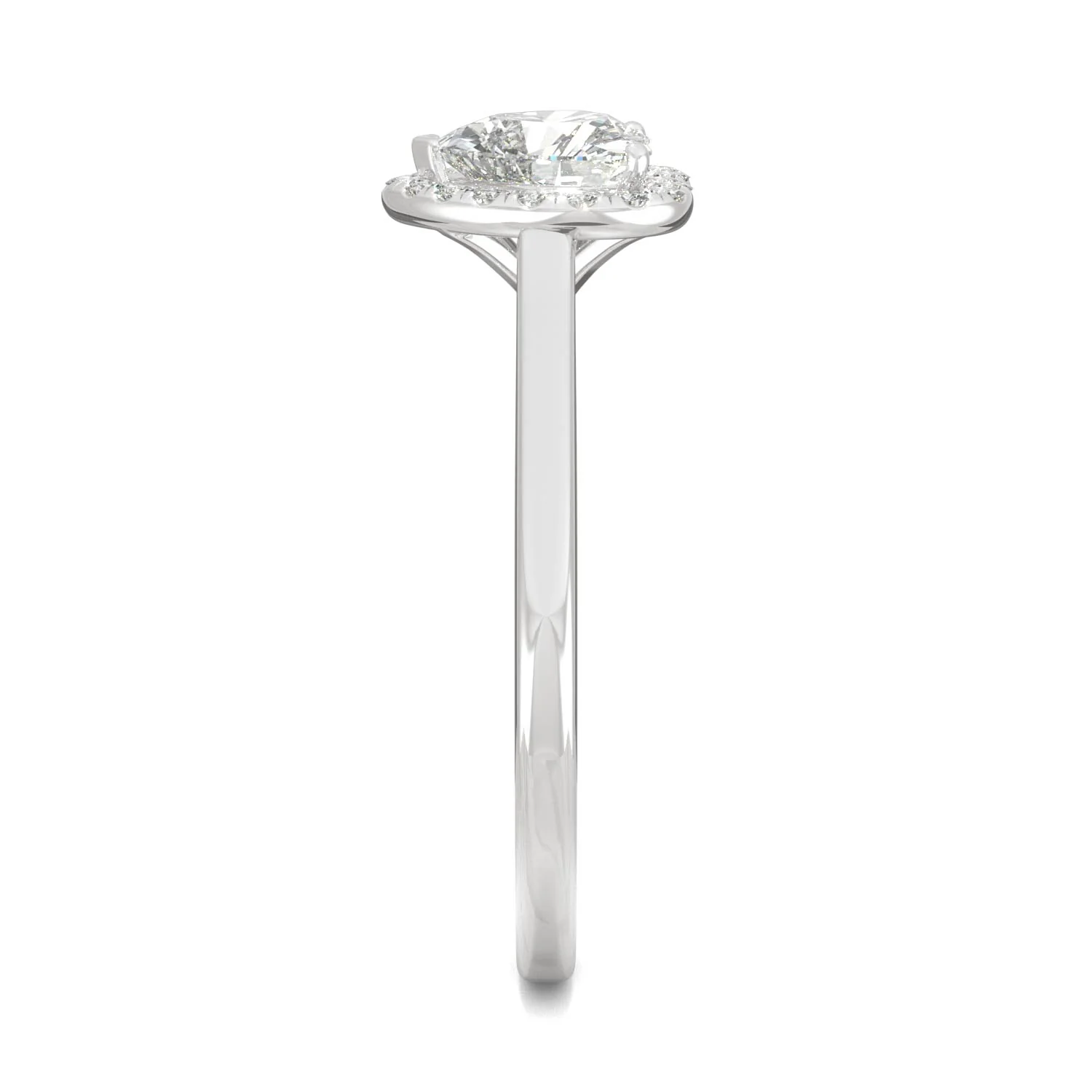 0.89 CTW DEW Heart Moissanite Halo Engagement Ring in 14K White Gold - Image 5