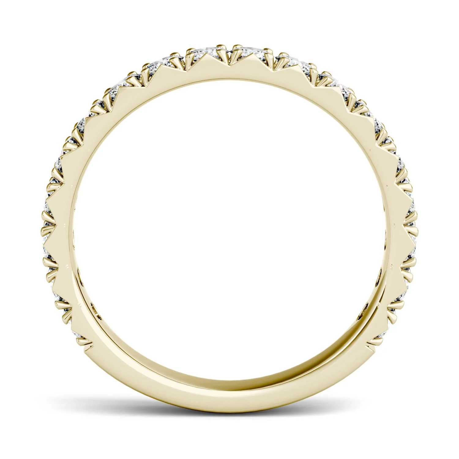 0.90 CTW DEW Round Moissanite French Pavé Anniversary Band in 14K Yellow Gold - Image 3