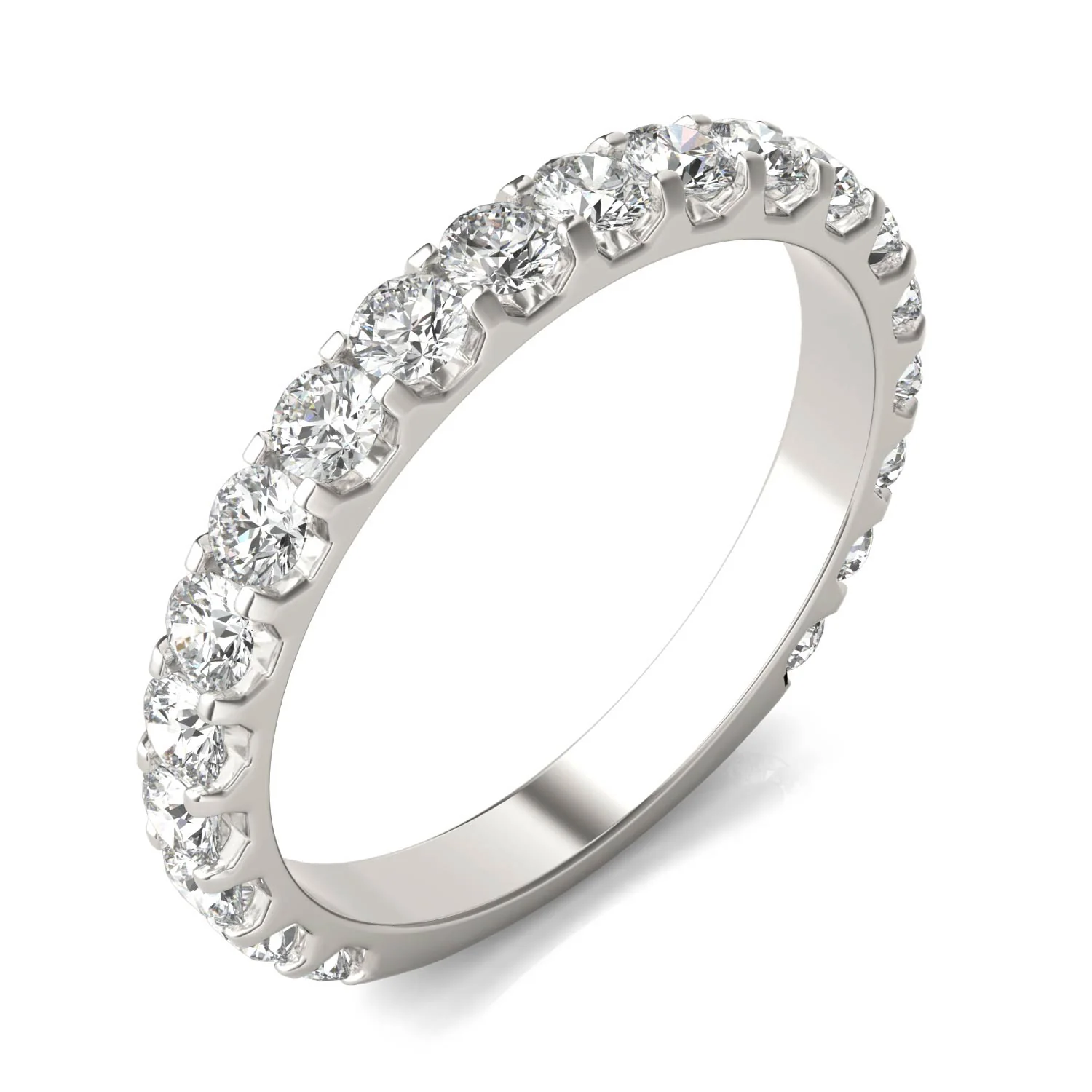 1.00 CTW DEW Round Moissanite Classic Anniversary Band in 14K White Gold - Image 2