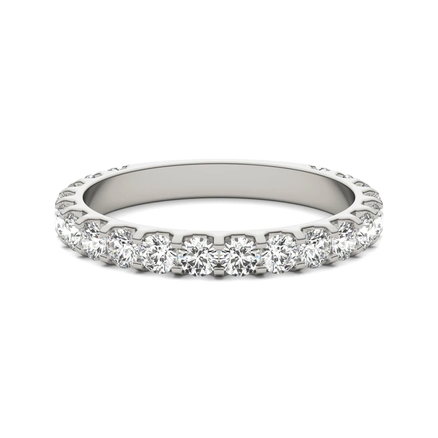 1.00 CTW DEW Round Moissanite Classic Anniversary Band in 14K White Gold - Image 4