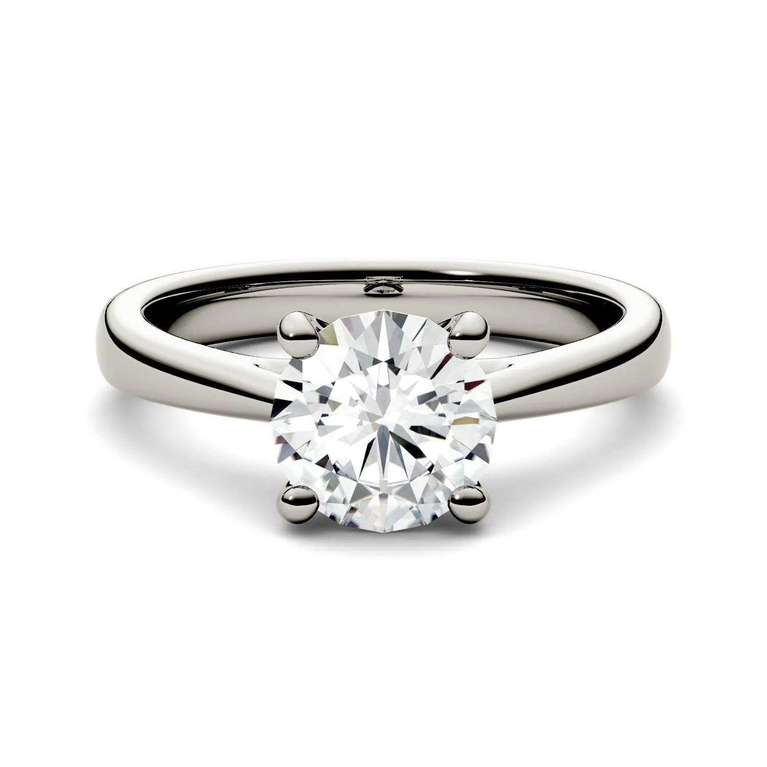 1.00 CTW DEW Round Moissanite Four Prong Solitaire Engagement Ring in 14K White Gold - Image 4