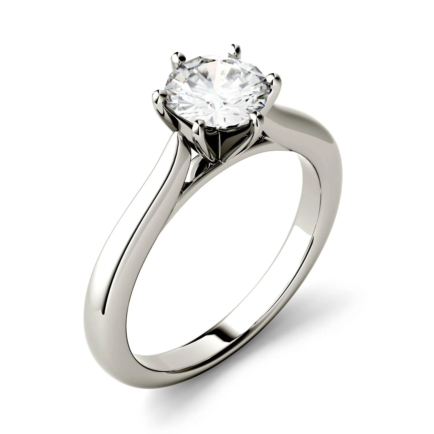 1.00 CTW DEW Round Moissanite Six-Prong Solitaire Engagement Ring in 14K White Gold - Image 3