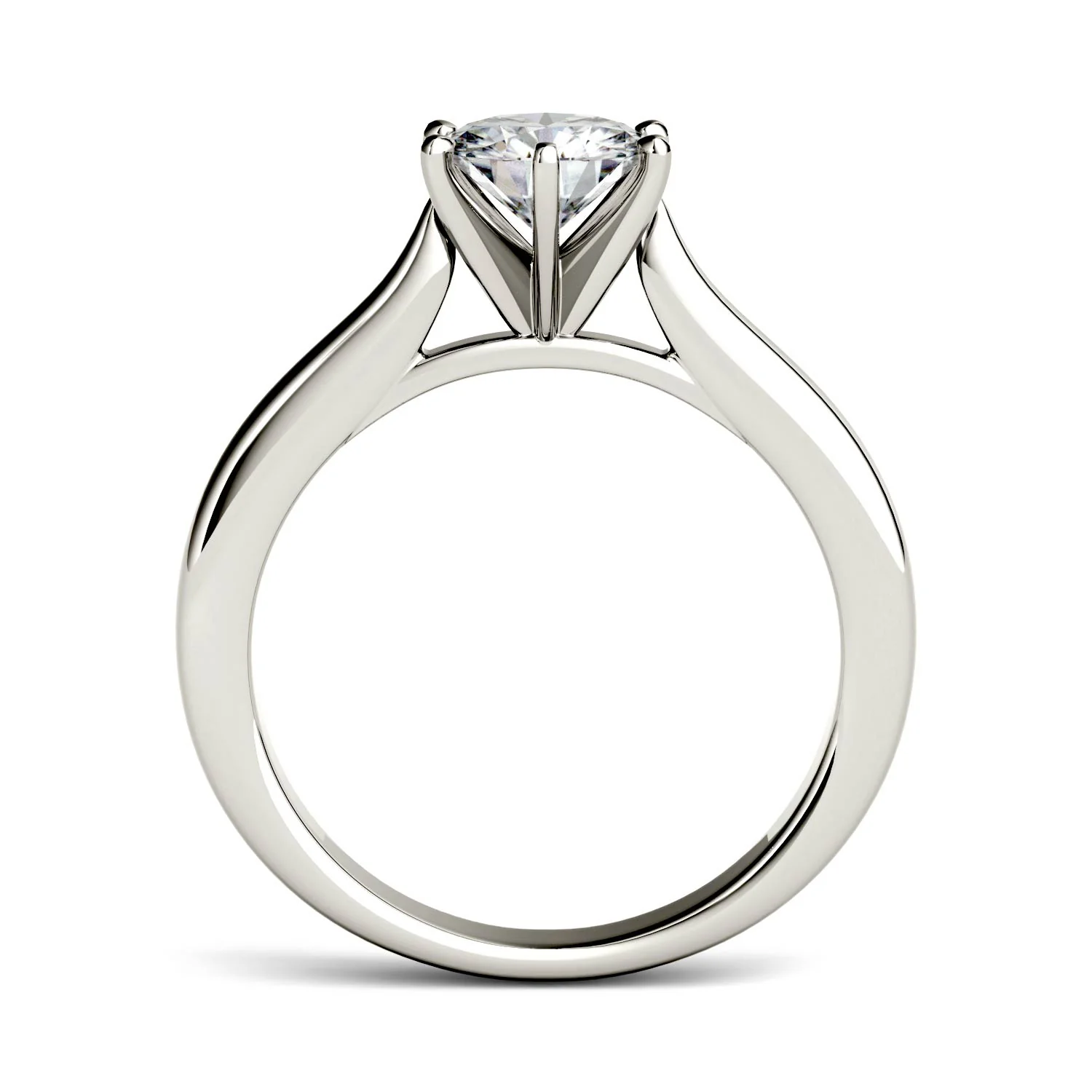 1.00 CTW DEW Round Moissanite Six-Prong Solitaire Engagement Ring in 14K White Gold - Image 4