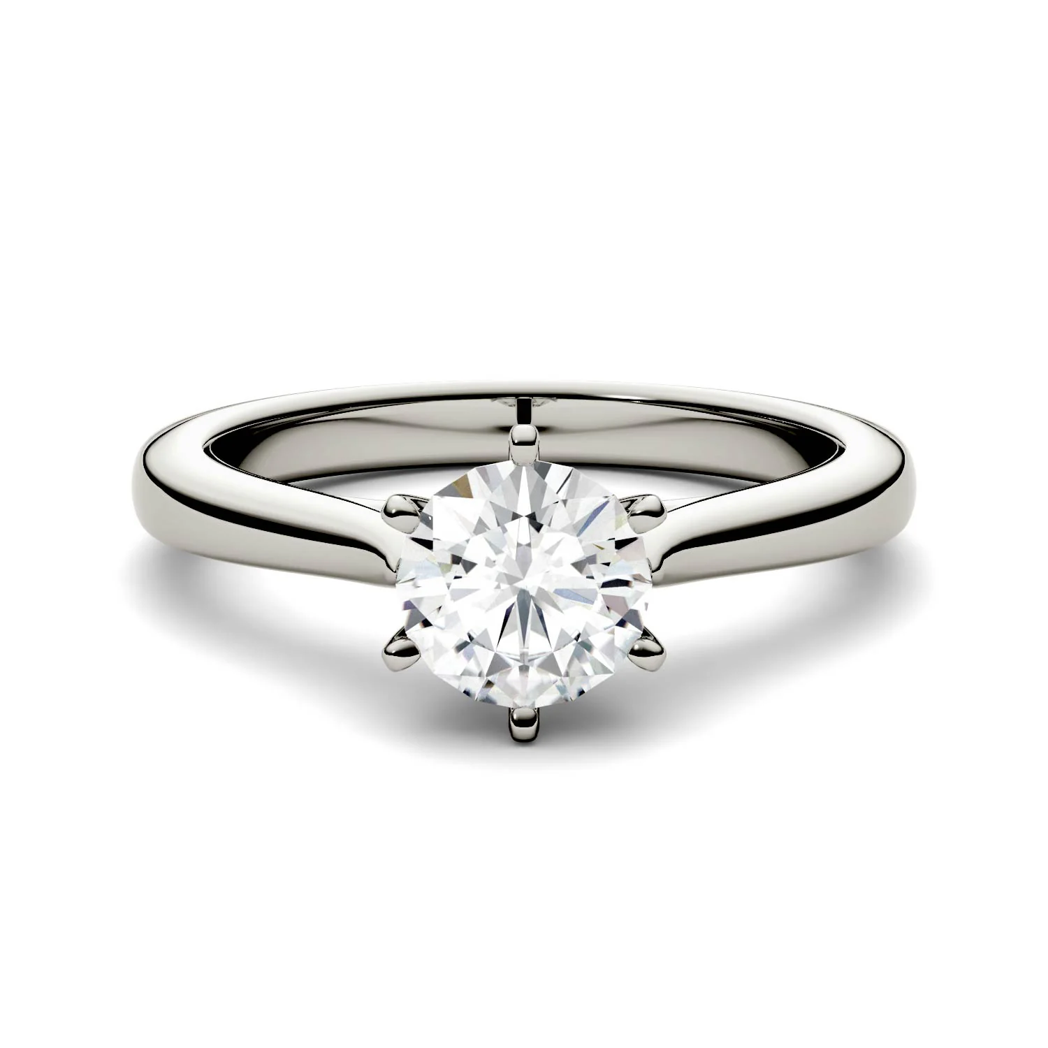 1.00 CTW DEW Round Moissanite Six-Prong Solitaire Engagement Ring in 14K White Gold - Image 5