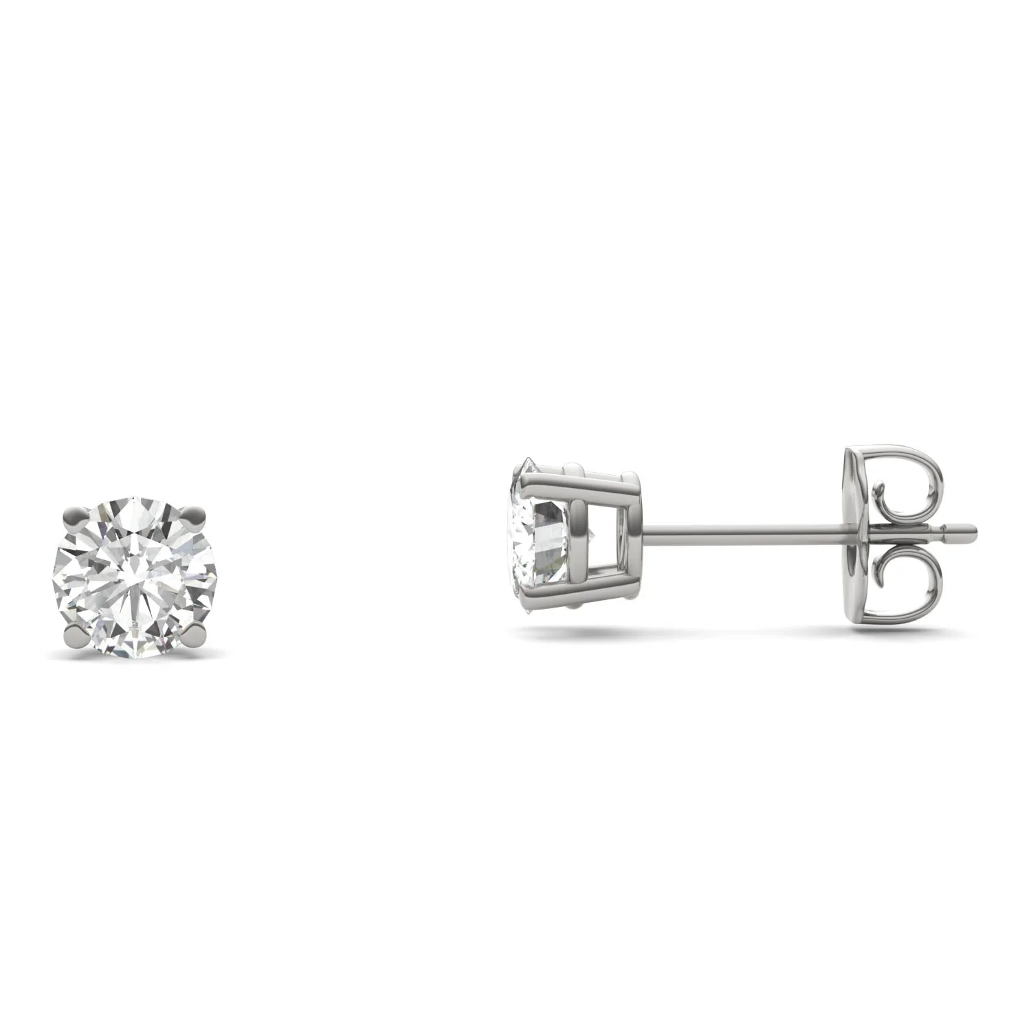 1.00 CTW DEW Round Moissanite Solitaire Stud Earrings in Sterling Silver